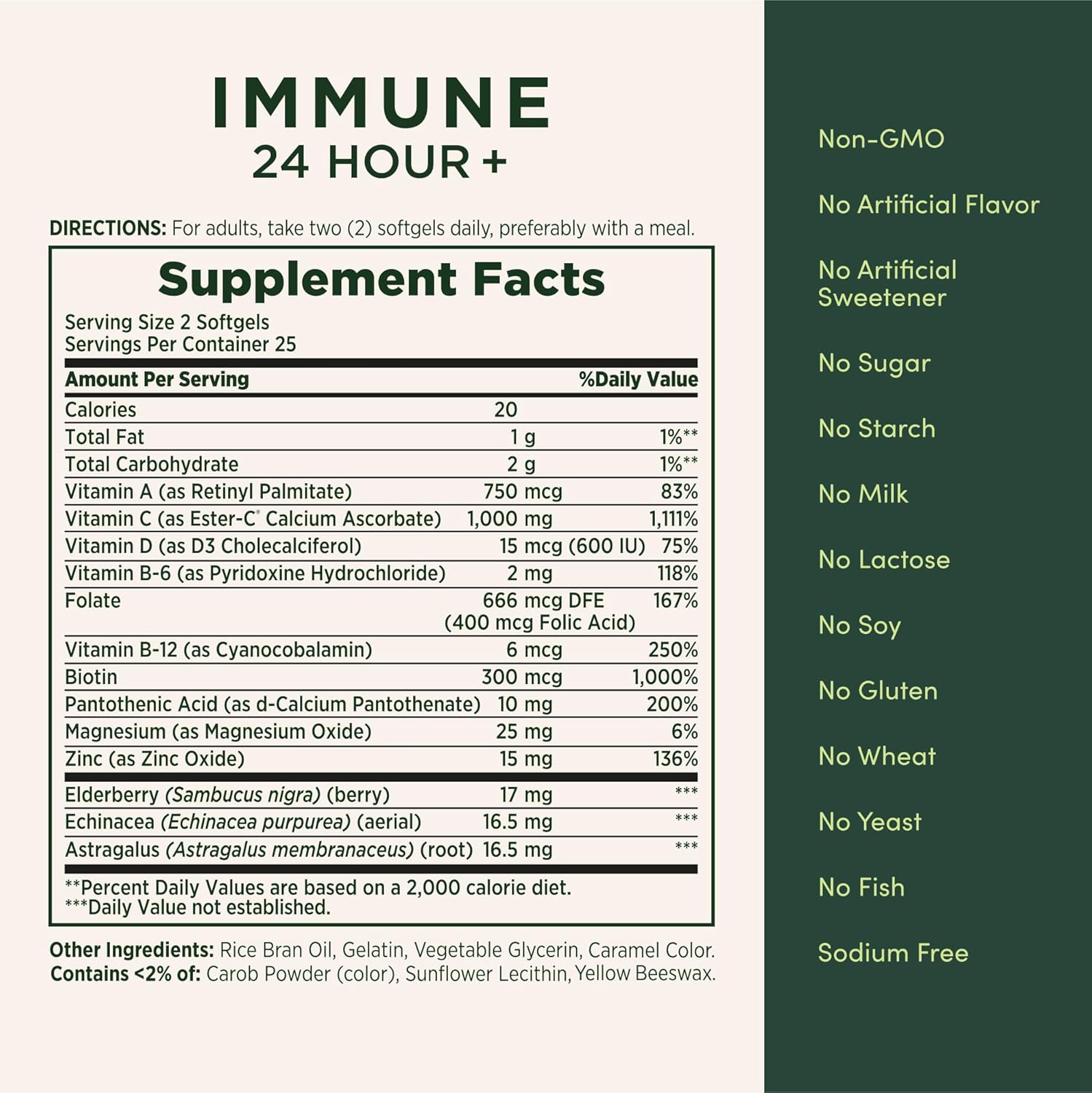 Nature's Bounty Immune 24 Hour +, The only Vitamin C with 24 Hour Immune Support from Ester-C, 1000 mg Vitamin C, D & Zinc, Gluten Free, Rapid Release Softgels, 2 Softgels per Day, 50 Count - Image 5