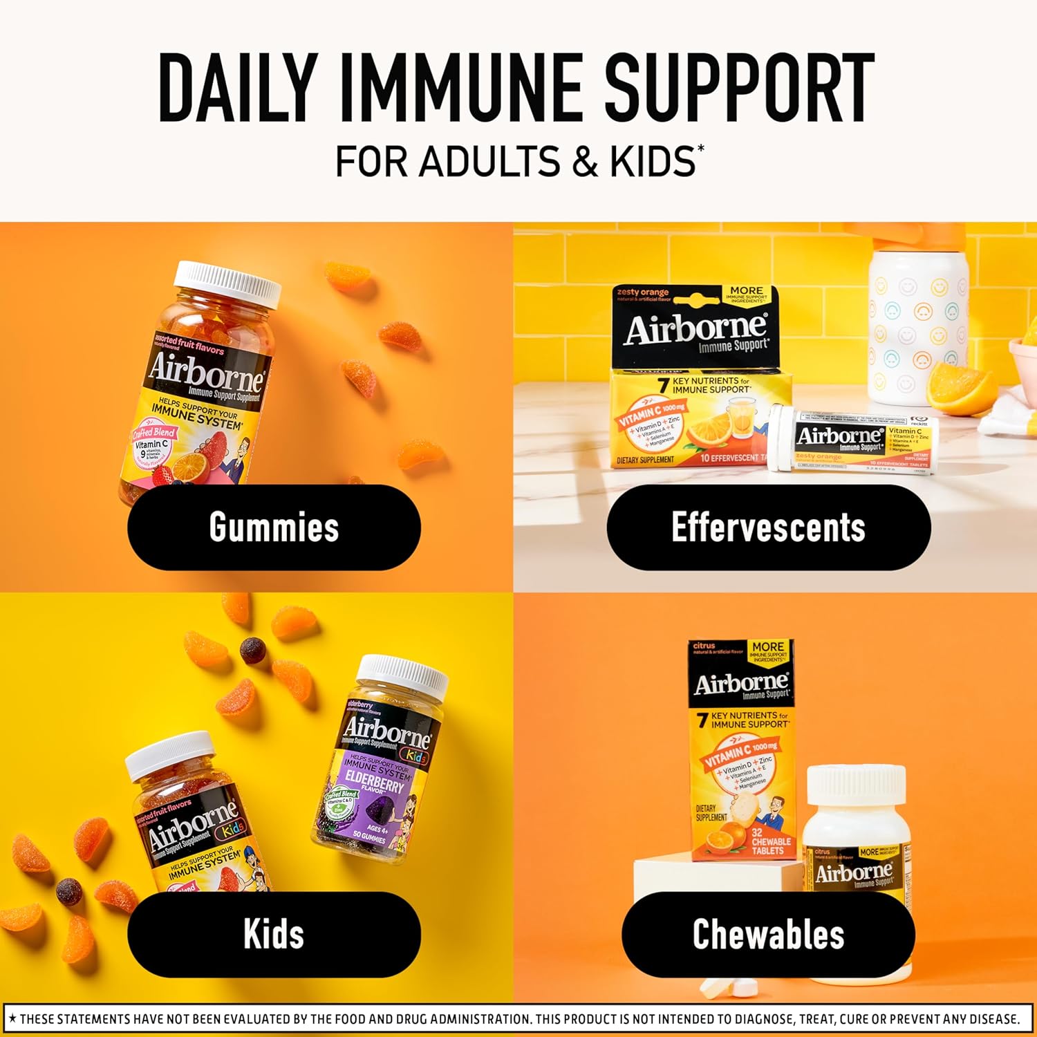 Airborne Immune Support Effervescent Tablets, Very Berry Flavor - 30ct with 1000mg Vitamin C + Vitamins A, D, E, Zinc, Selenium, Manganese & Herbal Blend - Sugar‑Free, Gluten‑Free - Image 8
