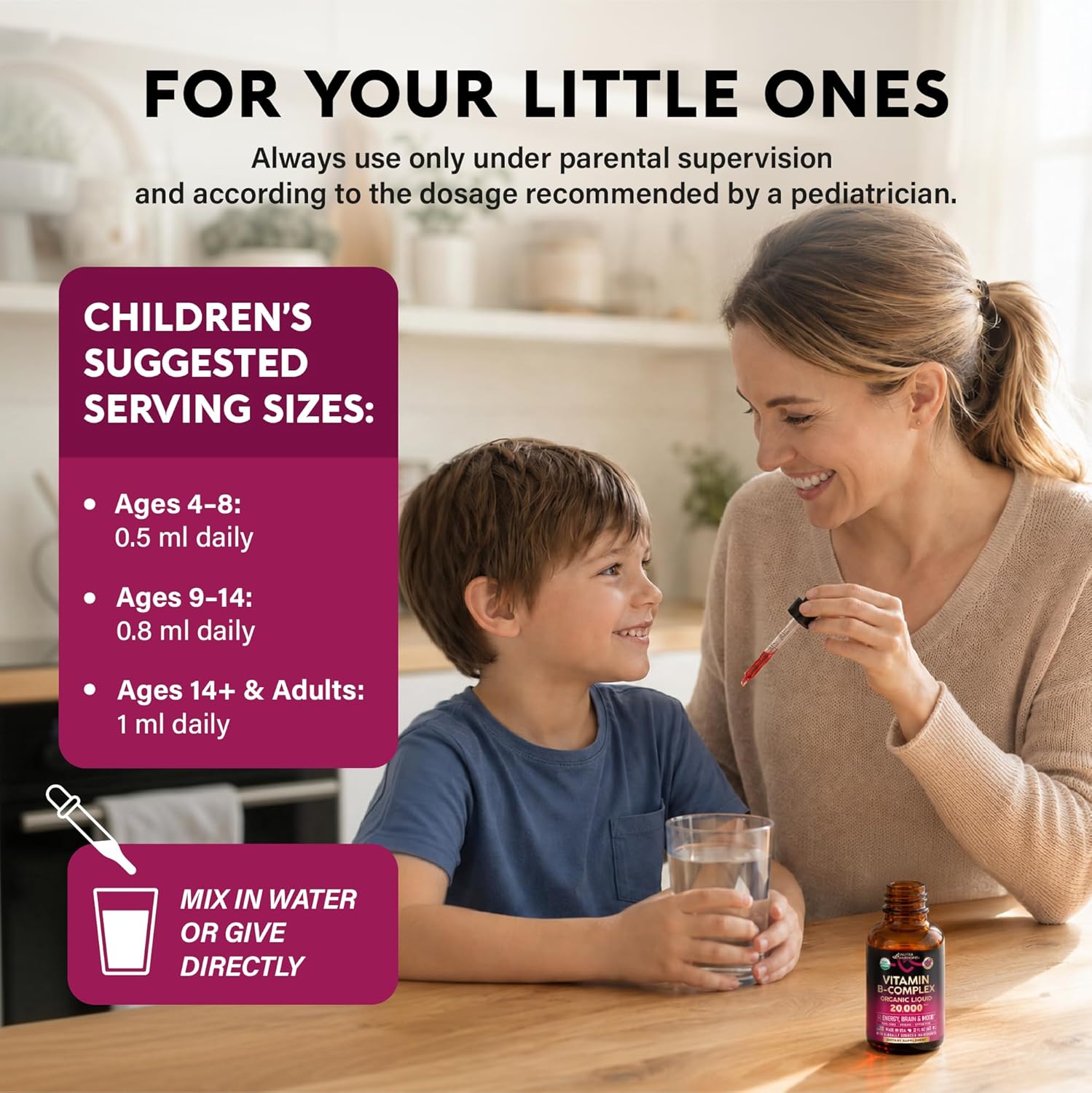 USDA Organic Vitamin B-Complex B5 Pantothenic Acid | B12 Methylcobalamin | B1 Thiamine | B6 Pyridoxine | B7 Biotin | B9 Folic | B3 Niacinamide - B Complex Liquid Drops, Natural Berry Flavor, 2fl oz - Image 7