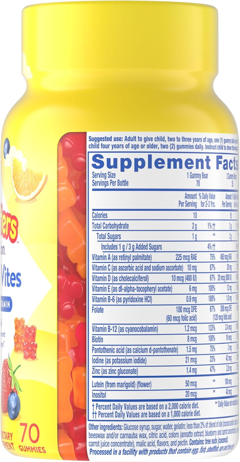 L’il Critters Gummy Vites Daily Gummy Multivitamin for Kids, Vitamin C, D3 for Immune Support Cherry, Strawberry, Orange, Pineapple and Blueberry Flavors, 70 Count Gummies - Image 2