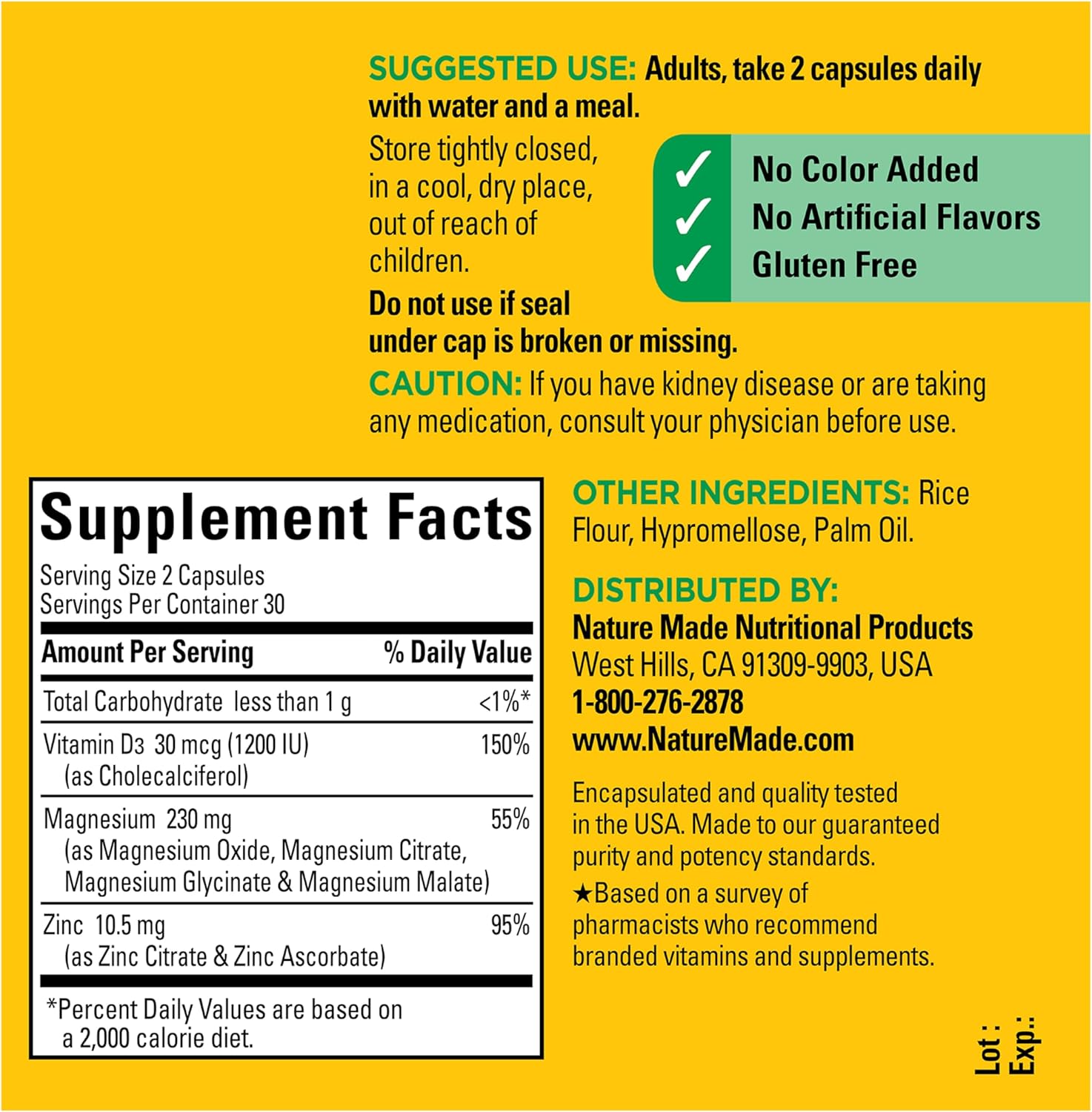 Nature Made Magnesium Complex Supplement with Vitamin D & Zinc for Immune Support, Magnesium Glycinate, Malate, Citrate & Oxide for Muscle, Nerve, Heart & Bone Support, 60 Capsules, 30 Day Supply - Image 8
