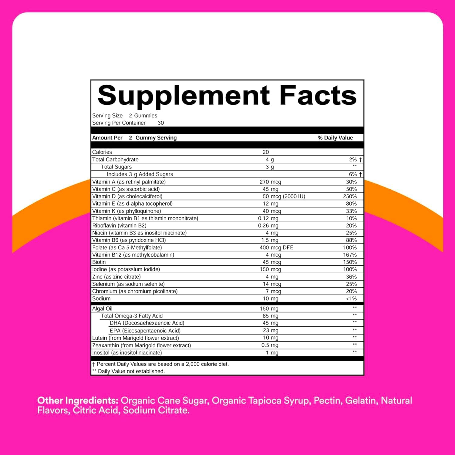 SmartyPants Teen Girl Multivitamin Gummies, Omega 3 (DHA/EPA), Vitamin C, D3, B12, Vitamin A, K & Zinc, Biotin to Support Hair, Skin & Nails, Gluten Free, 60 Count (30 Day Supply) - Image 6