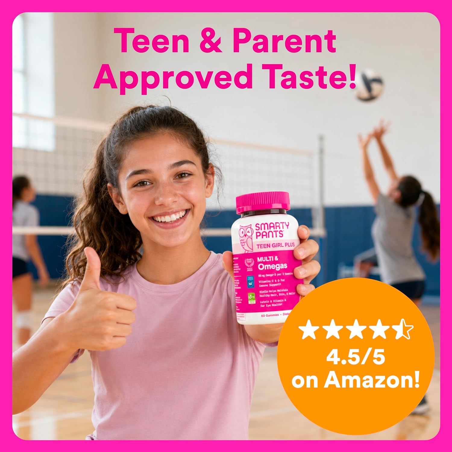 SmartyPants Teen Girl Multivitamin Gummies, Omega 3 (DHA/EPA), Vitamin C, D3, B12, Vitamin A, K & Zinc, Biotin to Support Hair, Skin & Nails, Gluten Free, 60 Count (30 Day Supply) - Image 8