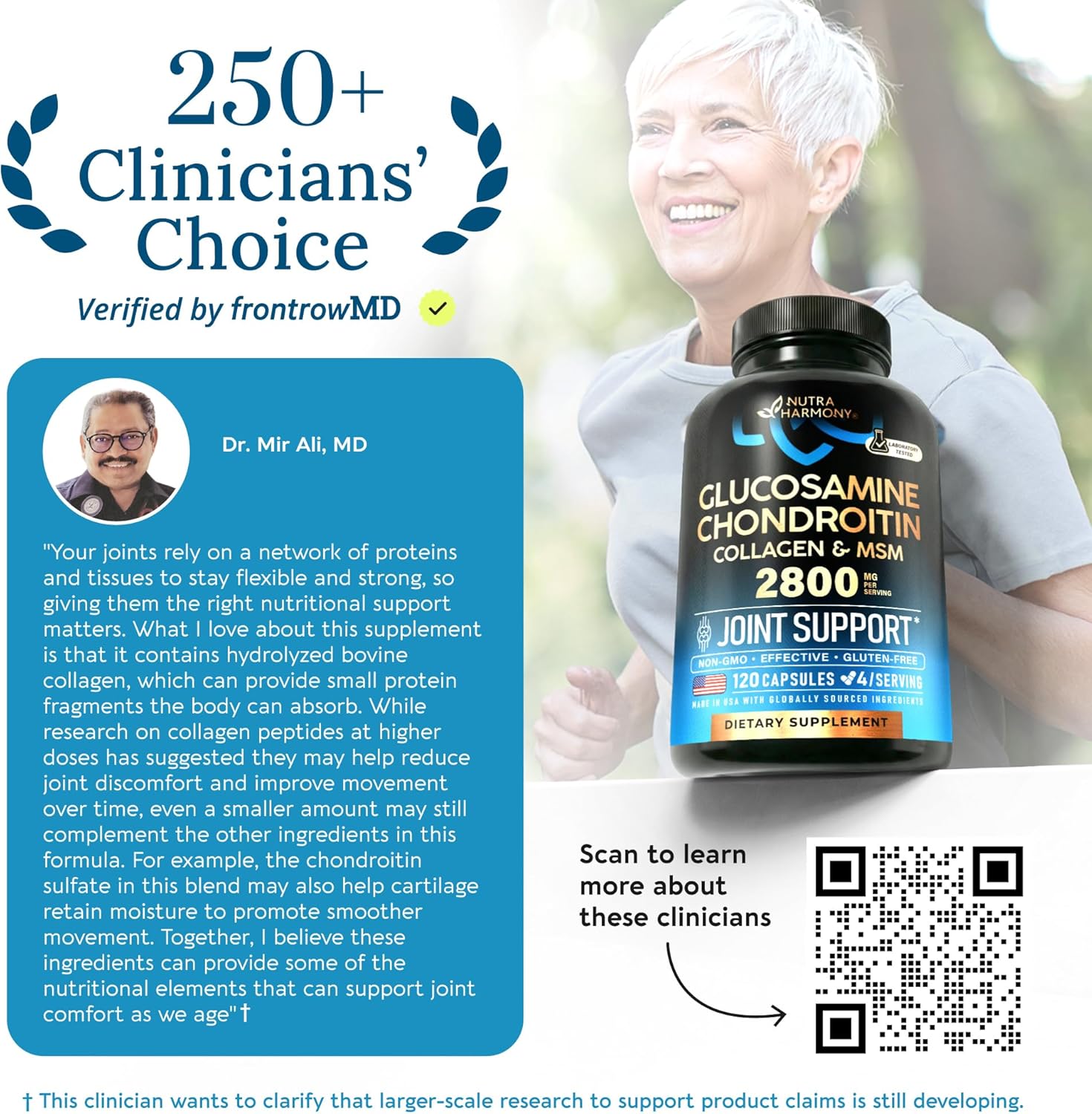 Glucosamine Chondroitin MSM Collagen | HSA | FSA Approved Product Items | Joint & Cartilage Support Supplement 2800 mg | Flexibility Nutritional Vitamins | Lab Tested | For Men & Women | 120 Capsules - Image 5