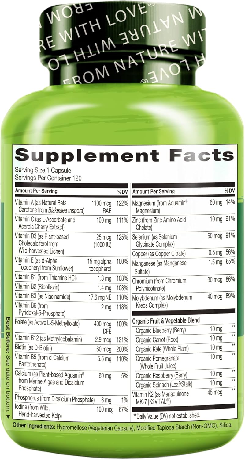 NATURELO Mens Multivitamins for Men 50+ - One Daily Multivitamin for Men with Vitamins, Minerals & Organic Whole Foods, Boost Energy & Health, Non-GMO, 120 Vegetarian Capsules - Image 8