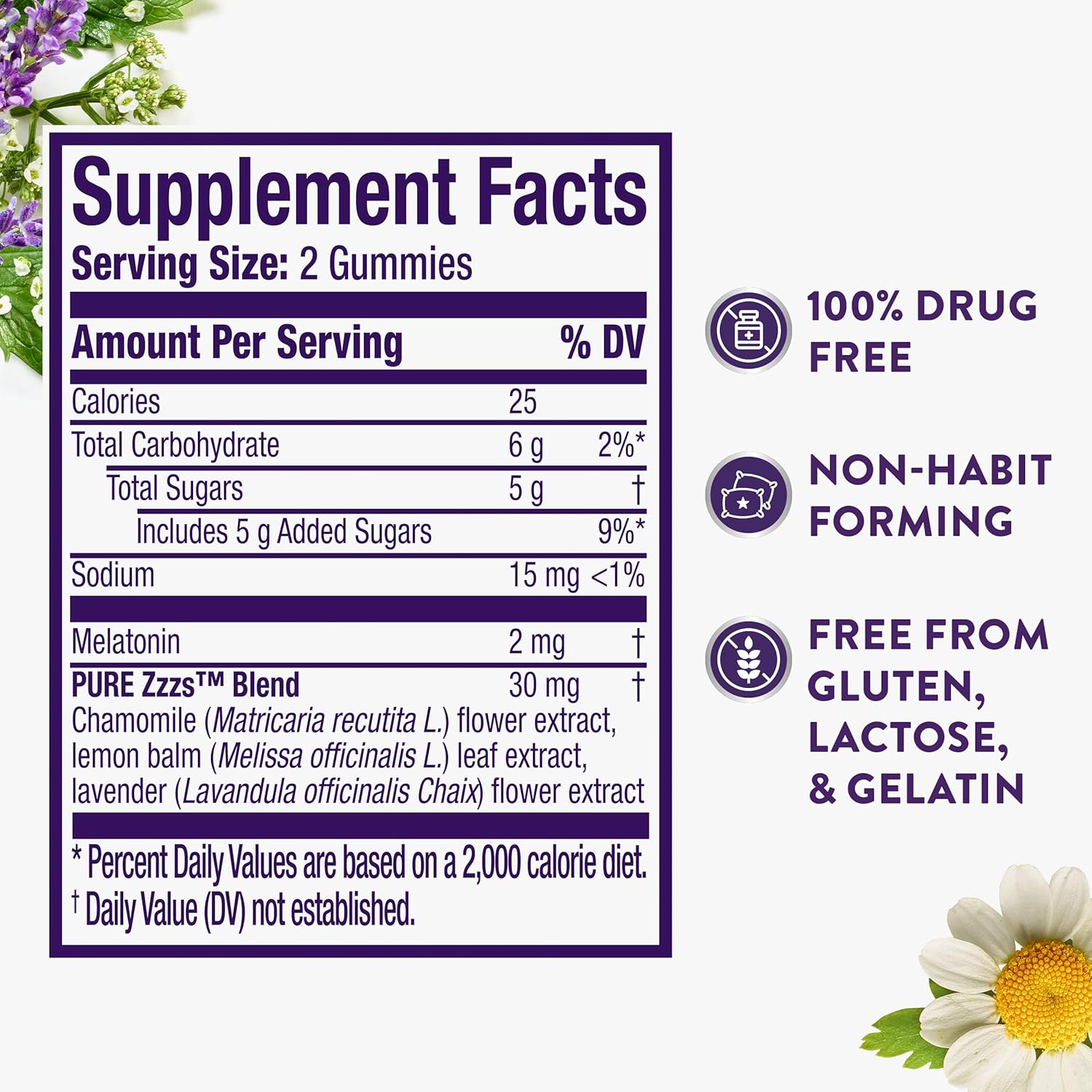 ZzzQuil, Pure Zzzs Melatonin Gummies, Sleep Aid, Melatonin 2mg, with Chamomile and Lavender, Melatonin Sleep Gummies, Sleep Aids for Adults, Wildberry Vanilla Flavored, 72 Sleep Gummies - Image 6