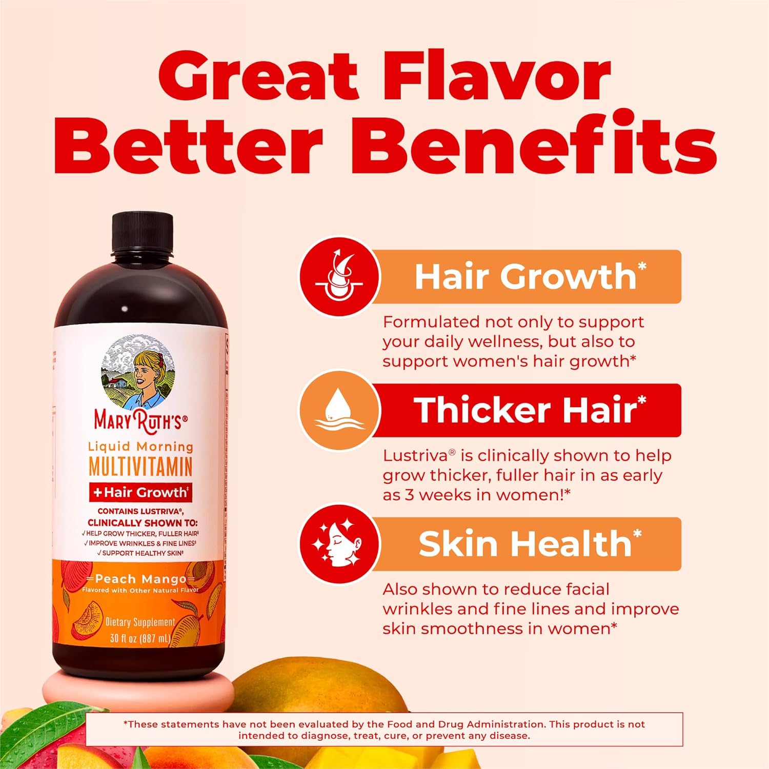MARYRUTH'S Liquid Multivitamin + Hair Growth | Clinically Tested in Women for Thicker Hair & Facial Wrinkles | Biotin 10000mcg | Lustriva Hair Growth Supplements | Skin Care | Ages 18+ | 30 Fl Oz - Image 5
