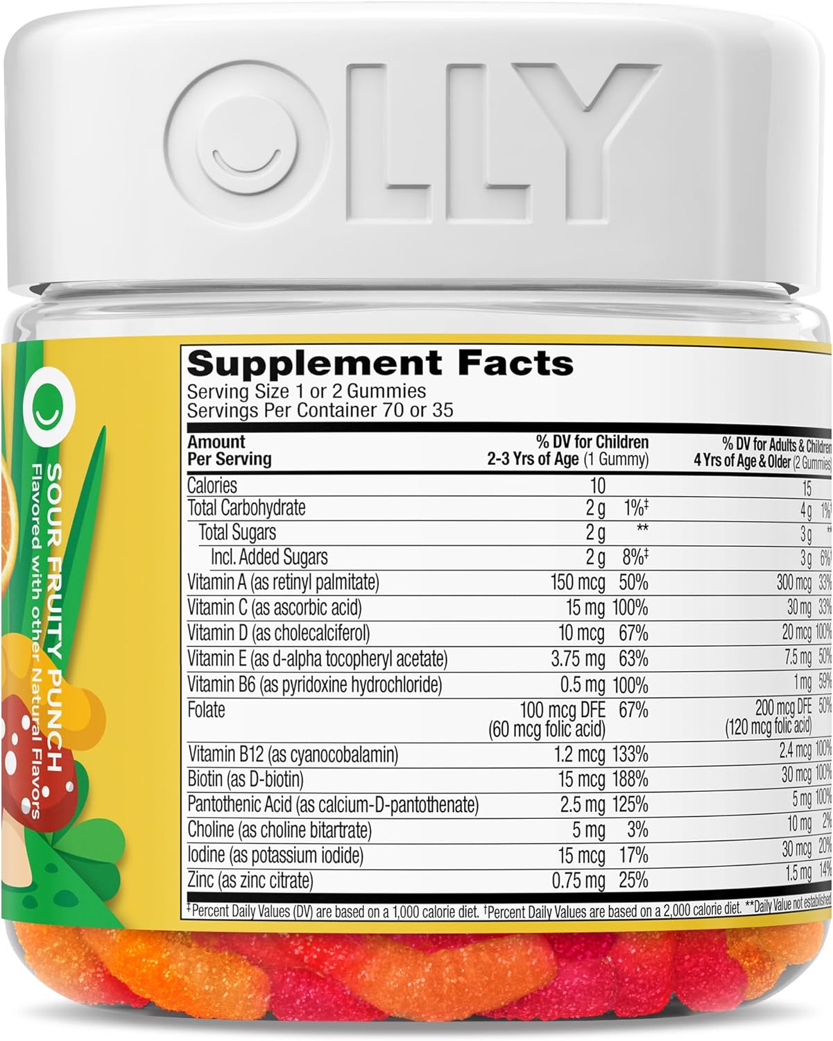 OLLY Kids Multivitamin Gummy, Overall Health and Immune Support,* Vitamins and Minerals A, C, D, E, Bs and Zinc, Kids Chewable Supplement, Sour Fruity Punch Flavored, 70 or 35 Day Supply - 70 Count - Image 9