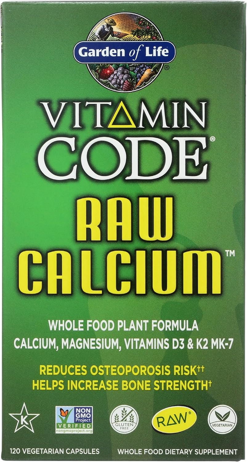 Garden of Life Raw Calcium Supplement for Women and Men - Vitamin Code Made from Whole Foods with Magnesium, K2, Vitamin D3 and Vitamin C plus Probiotics for Digestion, 120 Capsules - Image 2