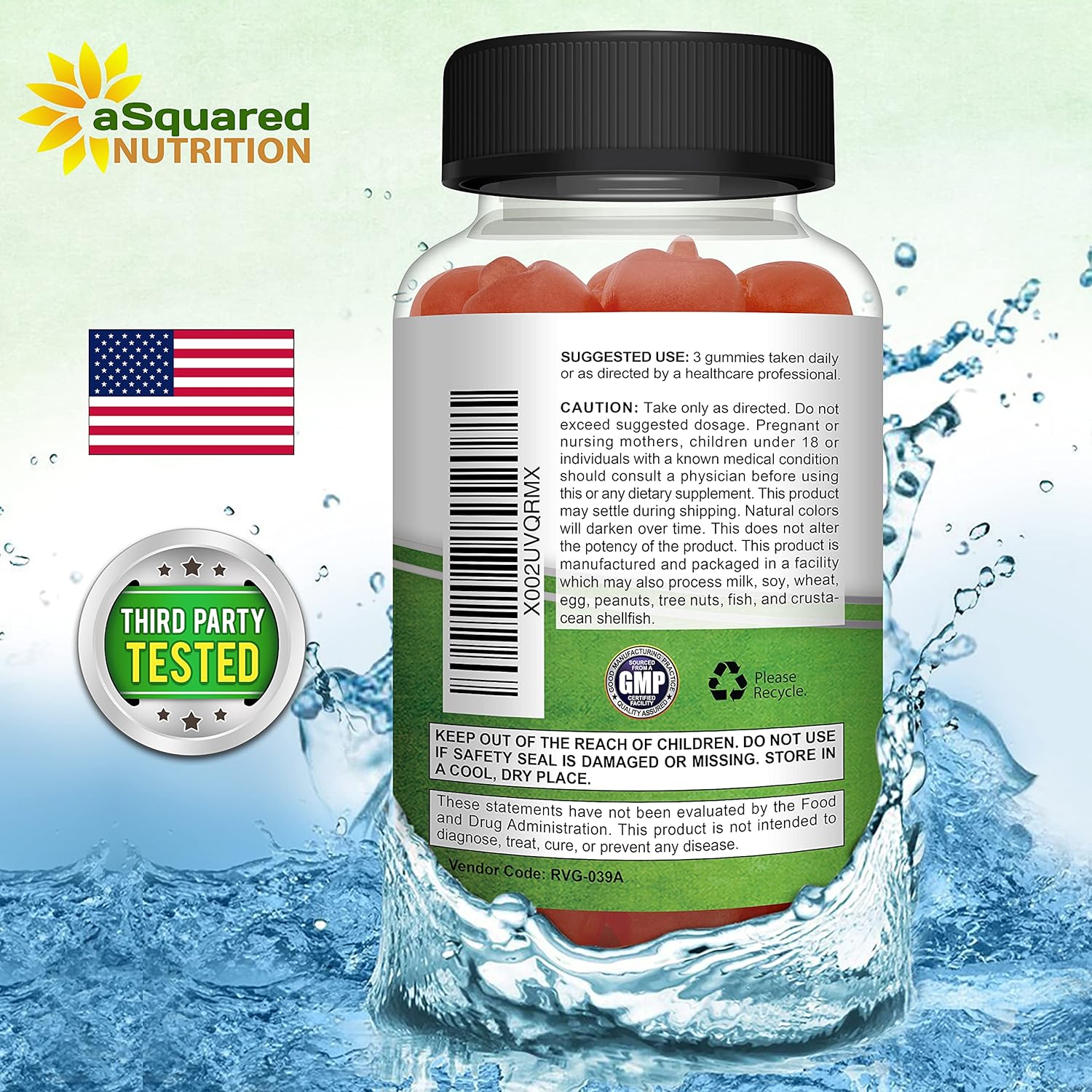 aSquared Nutrition Apple Cider Vinegar Gummies - 1500mg Per Serving - with The Mother - 90 ACV Gummies w/Vitamin B6 & B12, Folic Acid - Vegan Gummy Supplement Alternative to Capsules Pills & Drink - Image 7