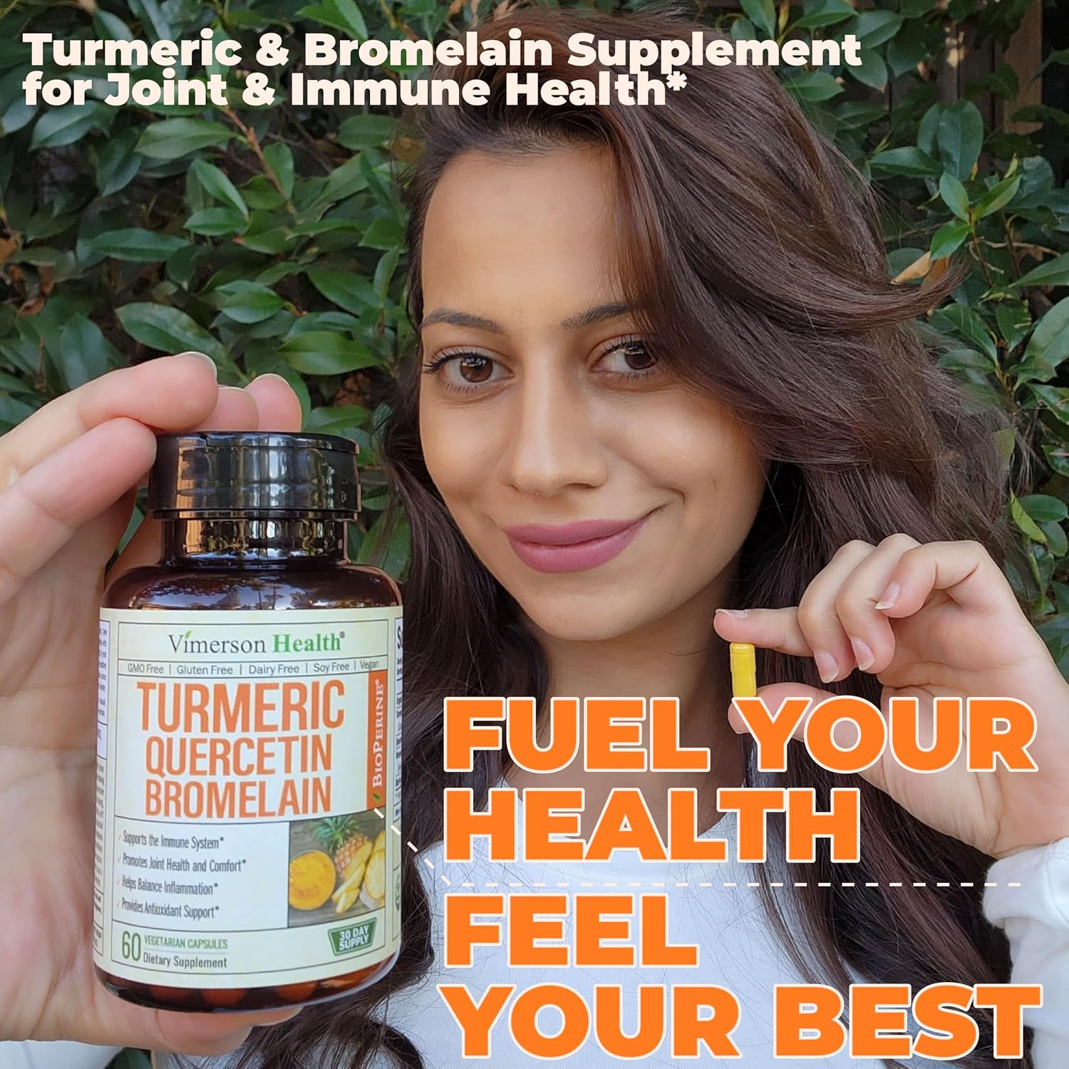 Quercetin with Bromelain Turmeric Curcumin Supplement – Triple Action: Allergy Relief, Inflammation and Joint Support with Organic Tumeric + Bioperine for Max Absorption – 60 Quercetin 500mg Capsules - Image 6