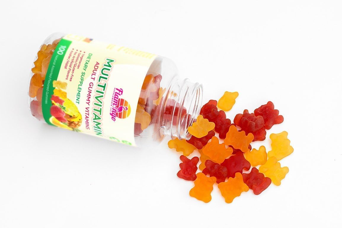 Flamingo Supplements Multivitamin Gummies | Vegan Friendly, Kosher Halal NO Gluten or Gelatin, no GMO| for Men, Women & Kids| 3 Natural Flavors | Vitamins C, B3, B12, Biotin, Zinc & More| 100 Gummies - Image 3