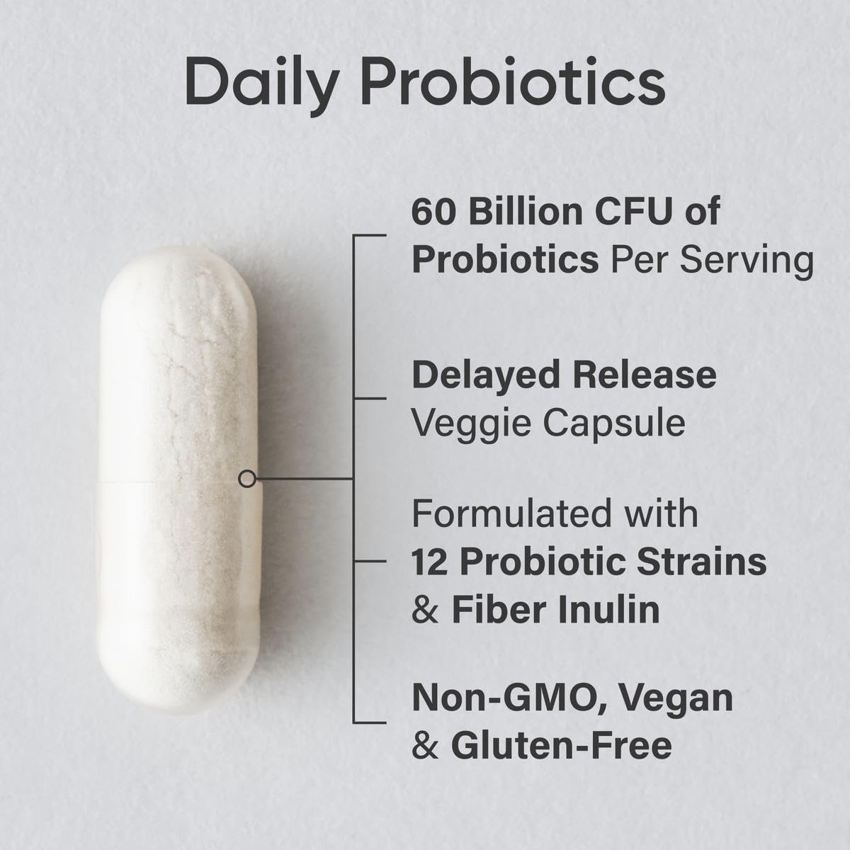 Sports Research Daily Probiotics with Prebiotics, 60 Billion CFU - Vegan Capsules for Gut Health & Digestive Support, Probiotics for Women & Men - Non-GMO Verified & Gluten Free - 30 Count - Image 2