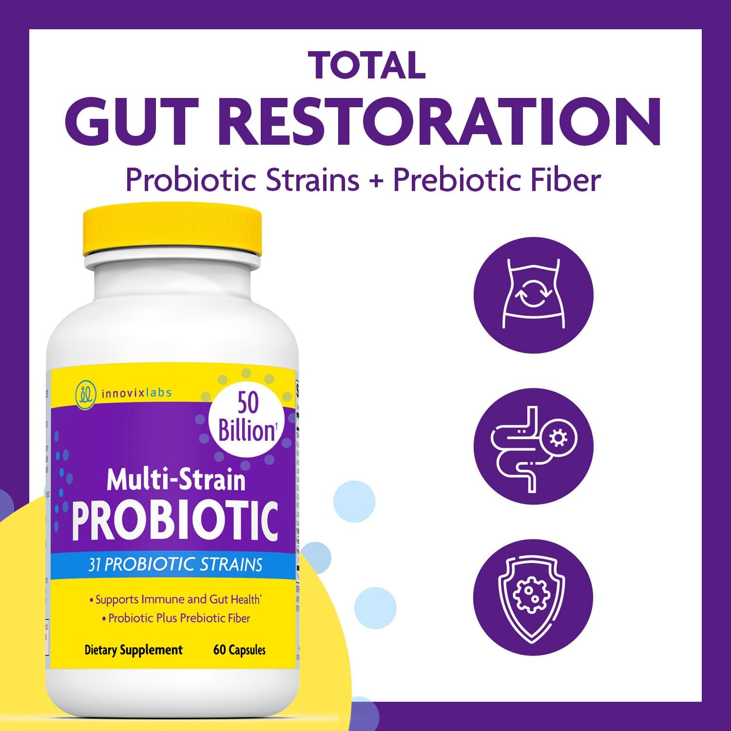 InnovixLabs Multi Strain Probiotics for Women & Men - Probiotic Supplement - 50 Billion CFU - Gut Health, Immune Support, Digestion, Lactobacillus Acidophilus, Prebiotics and Probiotics, 60 Capsules - Image 2