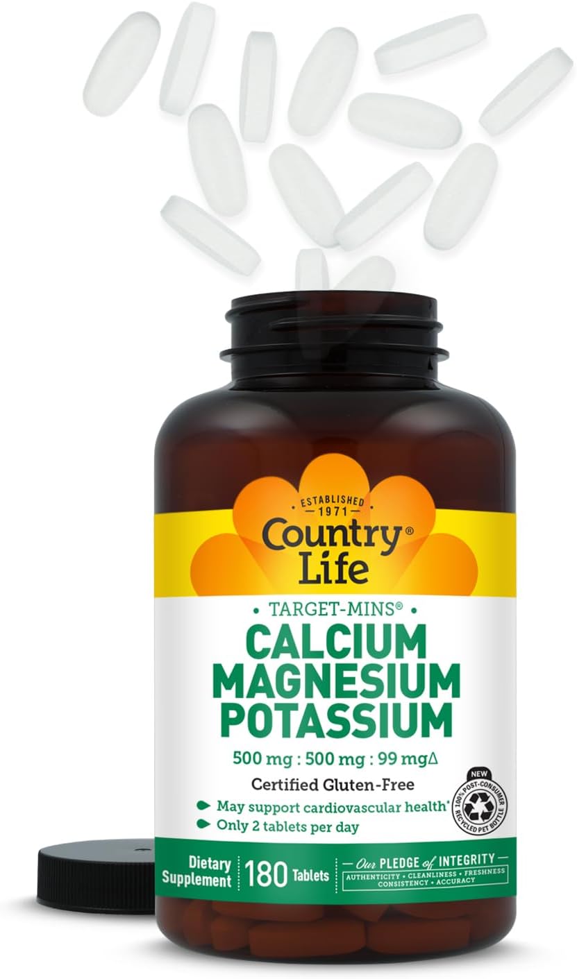 Country Life Target Mins - Calcium Magnesium Potassium Bone & Heart Health Supplement, 1000mg Calcium, 500mg Magnesium, Supports Calcium Utilization, 180 Tablets – Certified Gluten Free & Vegan - Image 8