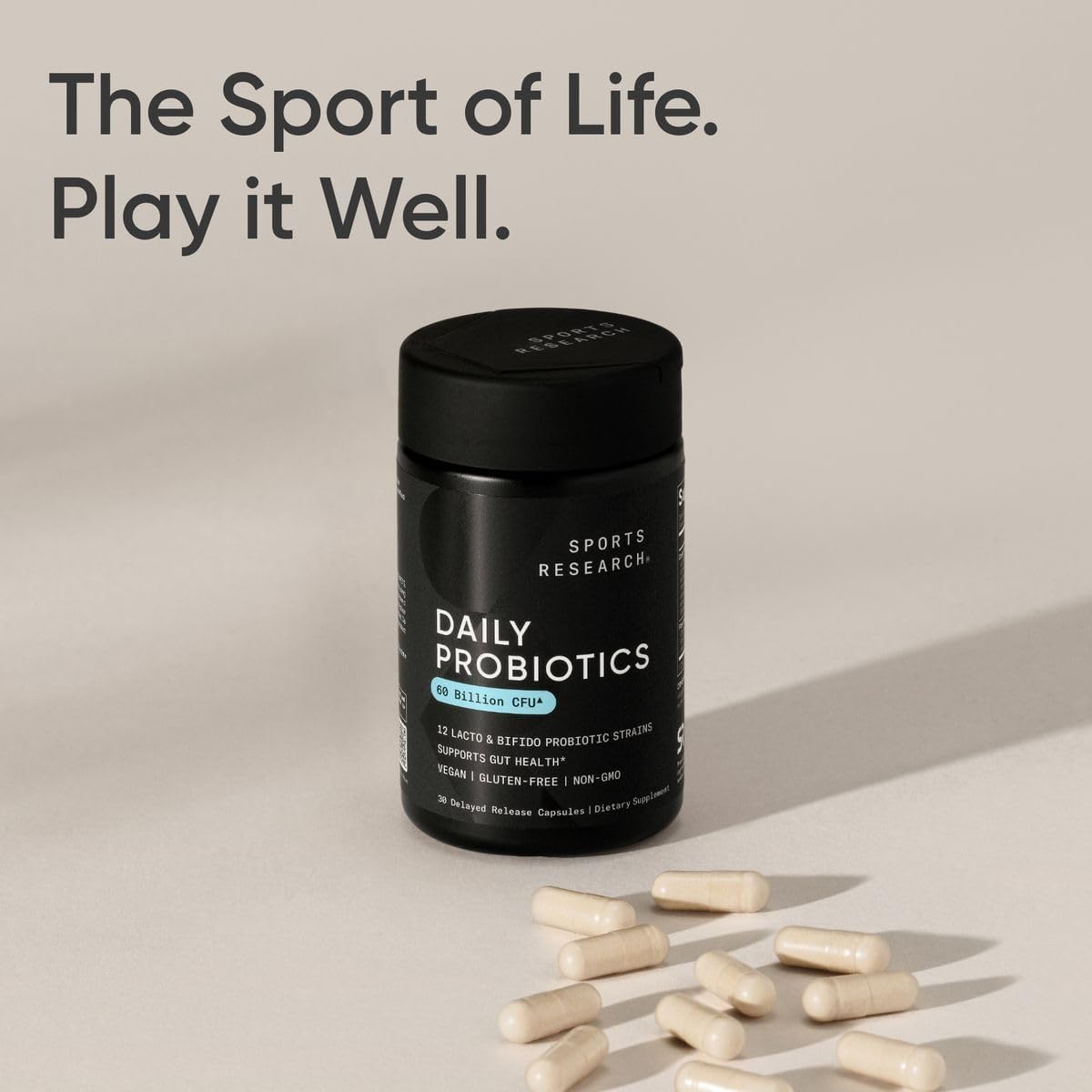 Sports Research Daily Probiotics with Prebiotics, 60 Billion CFU - Vegan Capsules for Gut Health & Digestive Support, Probiotics for Women & Men - Non-GMO Verified & Gluten Free - 30 Count - Image 7