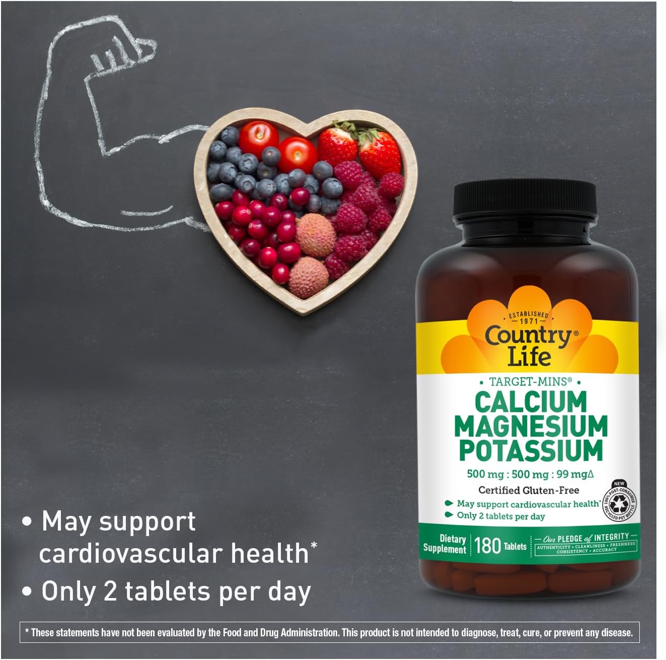 Country Life Target Mins - Calcium Magnesium Potassium Bone & Heart Health Supplement, 1000mg Calcium, 500mg Magnesium, Supports Calcium Utilization, 180 Tablets – Certified Gluten Free & Vegan - Image 5