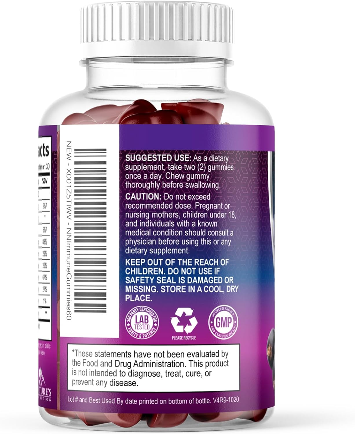 Elderberry Immune Support Gummies - 3X Strength Sambucus Elderberry Gummy with Vitamin C, D3 & Zinc - Nature’s Black Elderberry Extract - Immune Support Supplement for Adults & Kids - 60 Gummies - Image 8