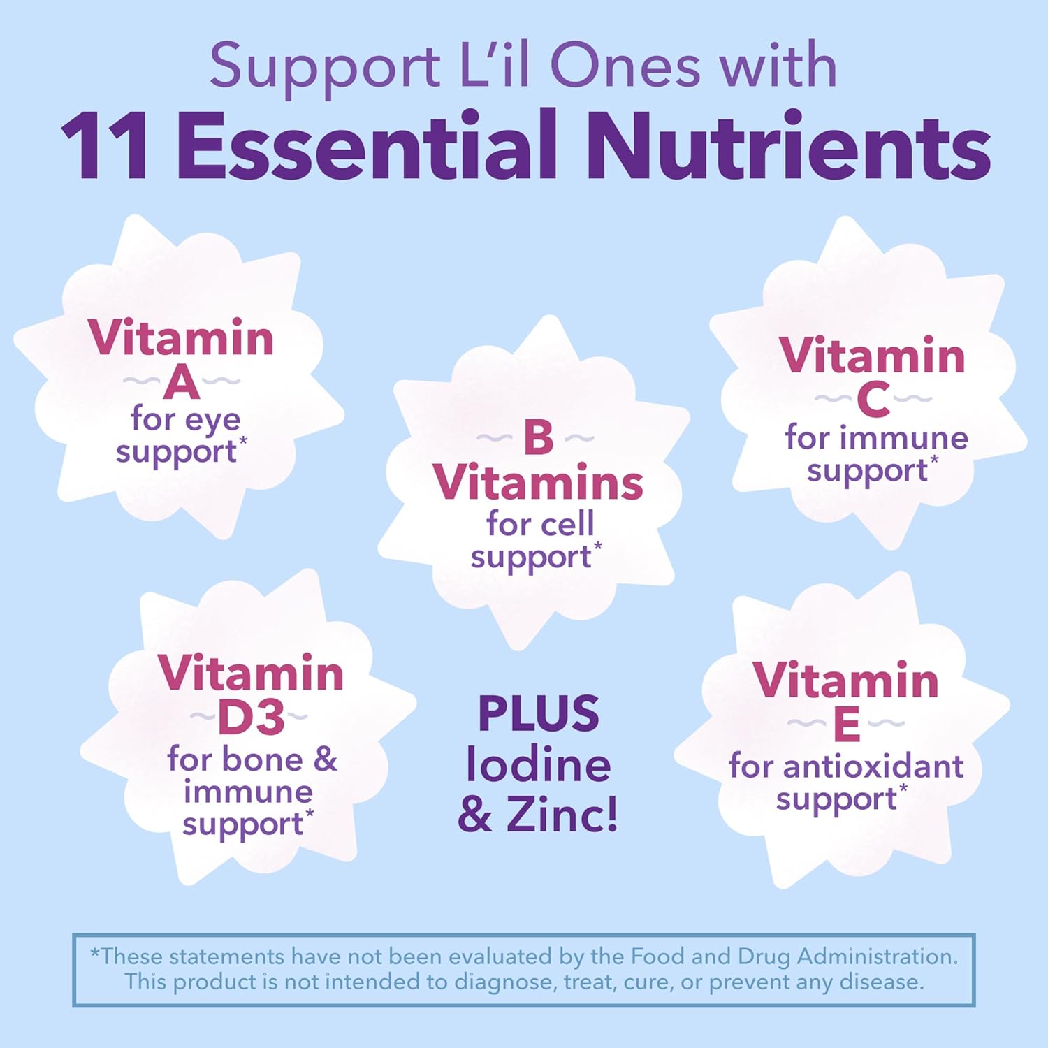 L'il Critters Frozen Daily Kids Multivitamin Gummies Assorted Berry Flavors for Ages 2+ Toddlers and Kids, Disney Multivitamin Gummies with 11 Essential Nutrients, 30-60 Day Supply, 60 Gummies - Image 2