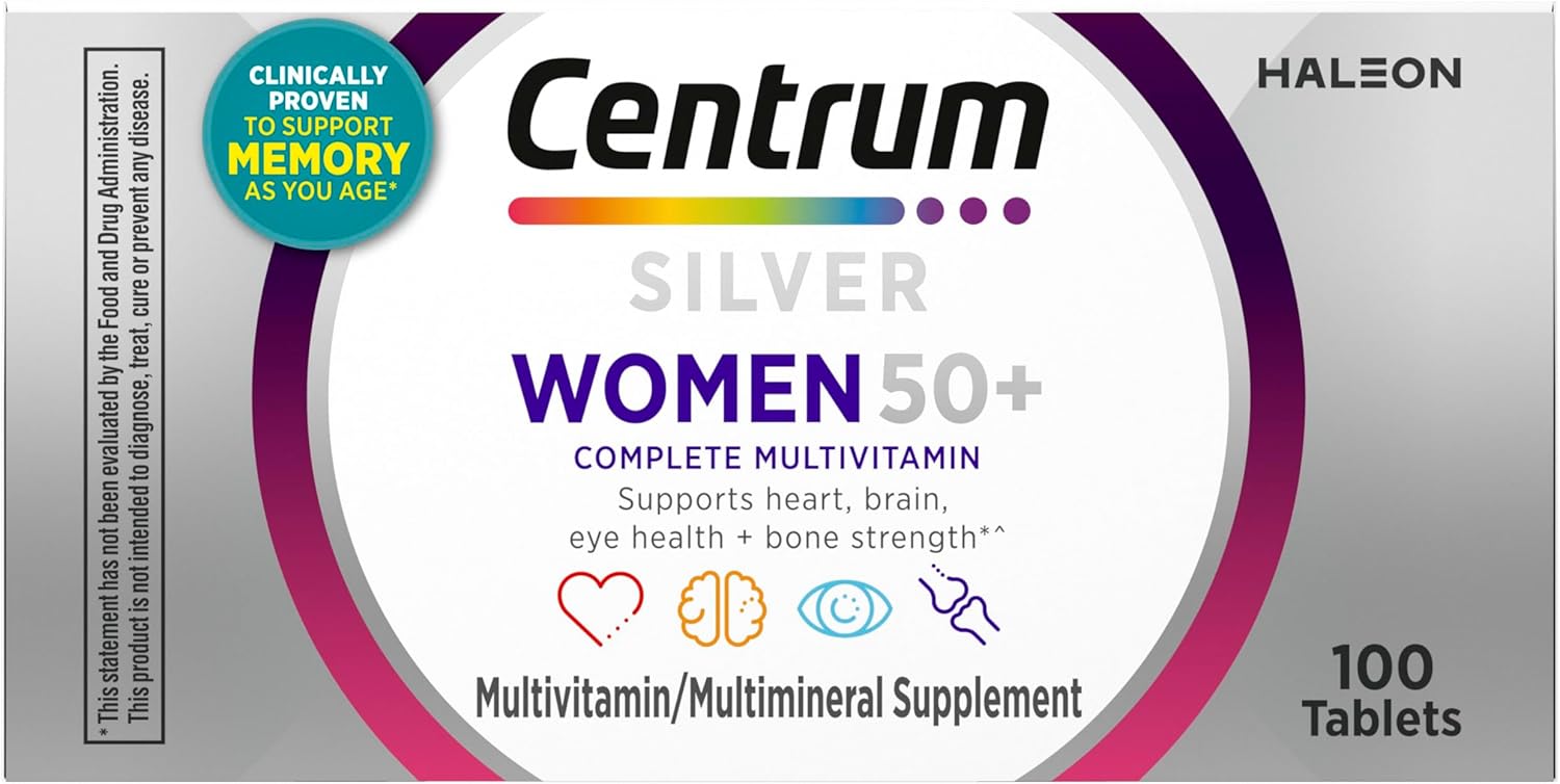 Centrum Silver Women's Multivitamin for Women 50 Plus, Multivitamin/Multimineral Supplement with Vitamin D3, B Vitamins, Non-GMO Ingredients, Supports Memory and Cognition in Older Adults - 100 Ct - Image 13