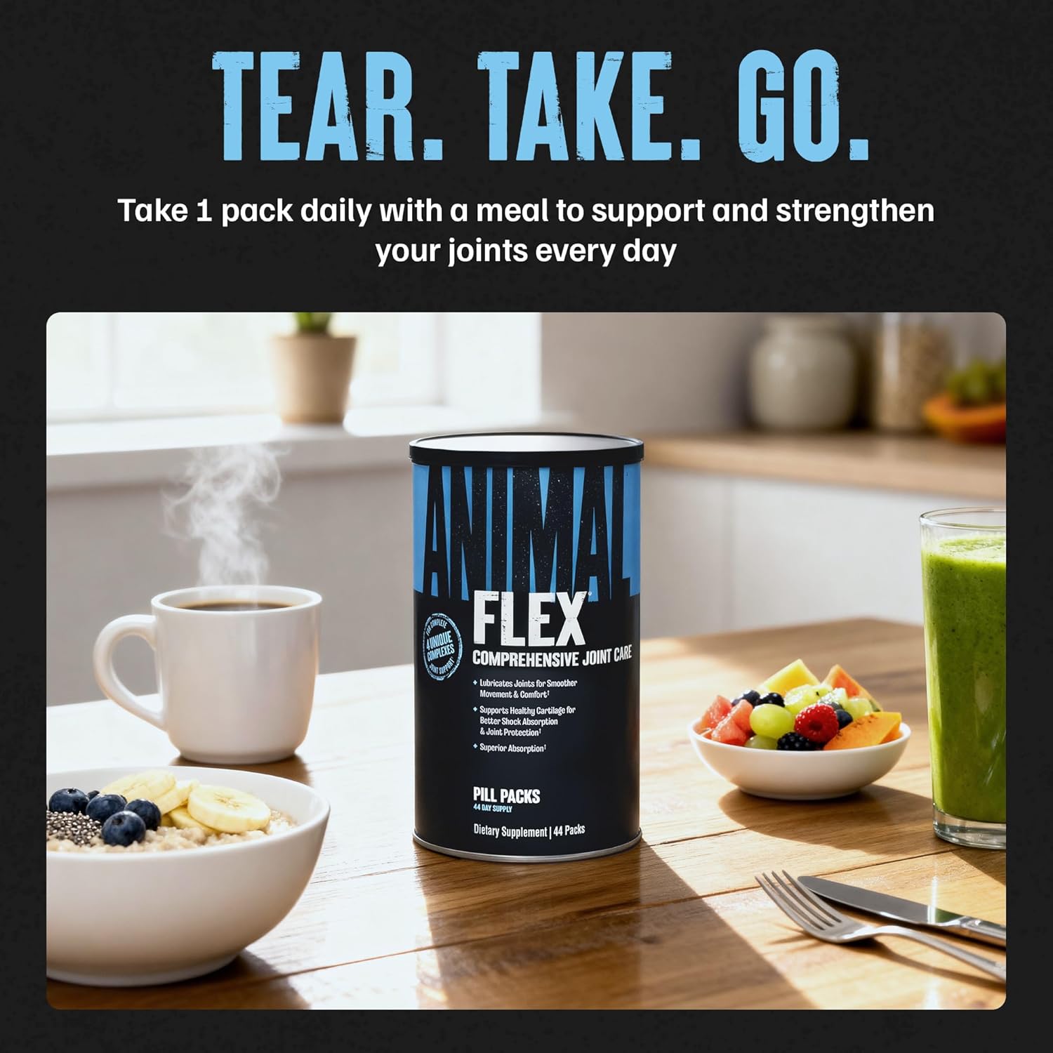 Animal Flex - Glucosamine Chondroitin Joint Supplement for Women and Men Discomfort with Turmeric, MSM, Boswellia for Cartilage, Joint Health, Muscles, Back, Knees, Shoulder, and Hip, 44 Packs - Image 4