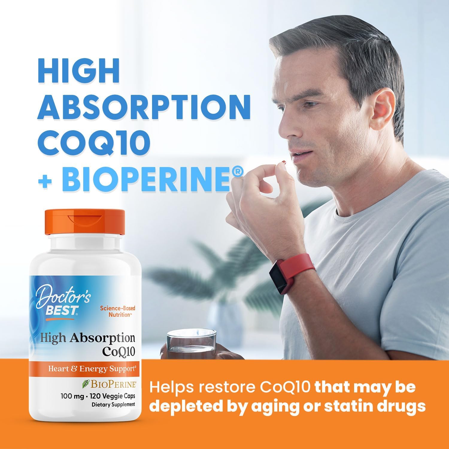 Doctor's Best High Absorption CoQ10 with BioPerine Supplement - Coenzyme Q10 Caps for Heart Health & Antioxidant Support, CoQ10 100mg for Women & Men, Non GMO, Naturally Fermented - 120 Veg Capsules - Image 5
