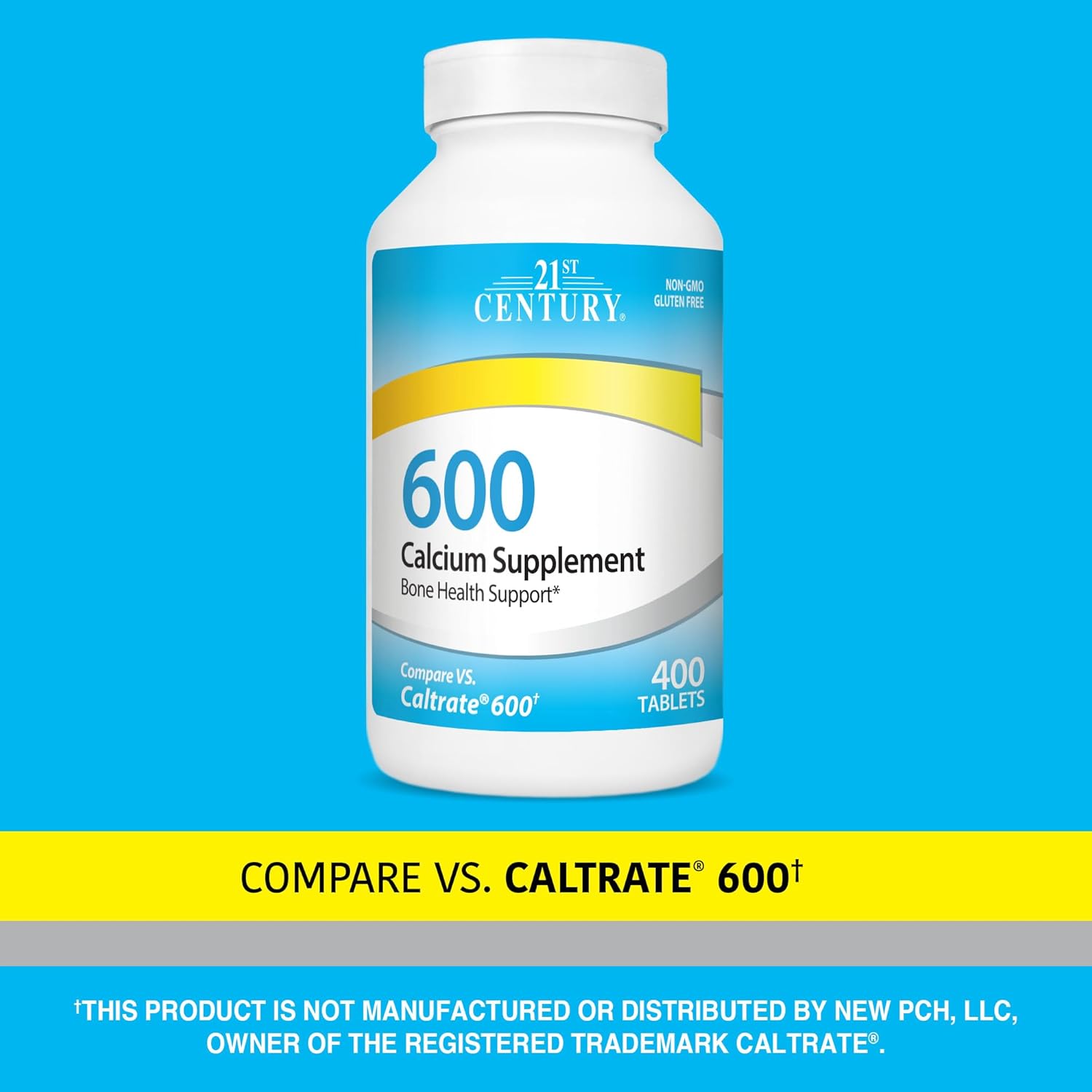 21st Century Calcium 600 mg Supplement (400 Tablets), Vegan-Friendly Bone Strength Calcium Supplement, Non-GMO & Gluten-Free Calcium Carbonate, No Artificial Flavors, Suitable for Men & Women - Image 5