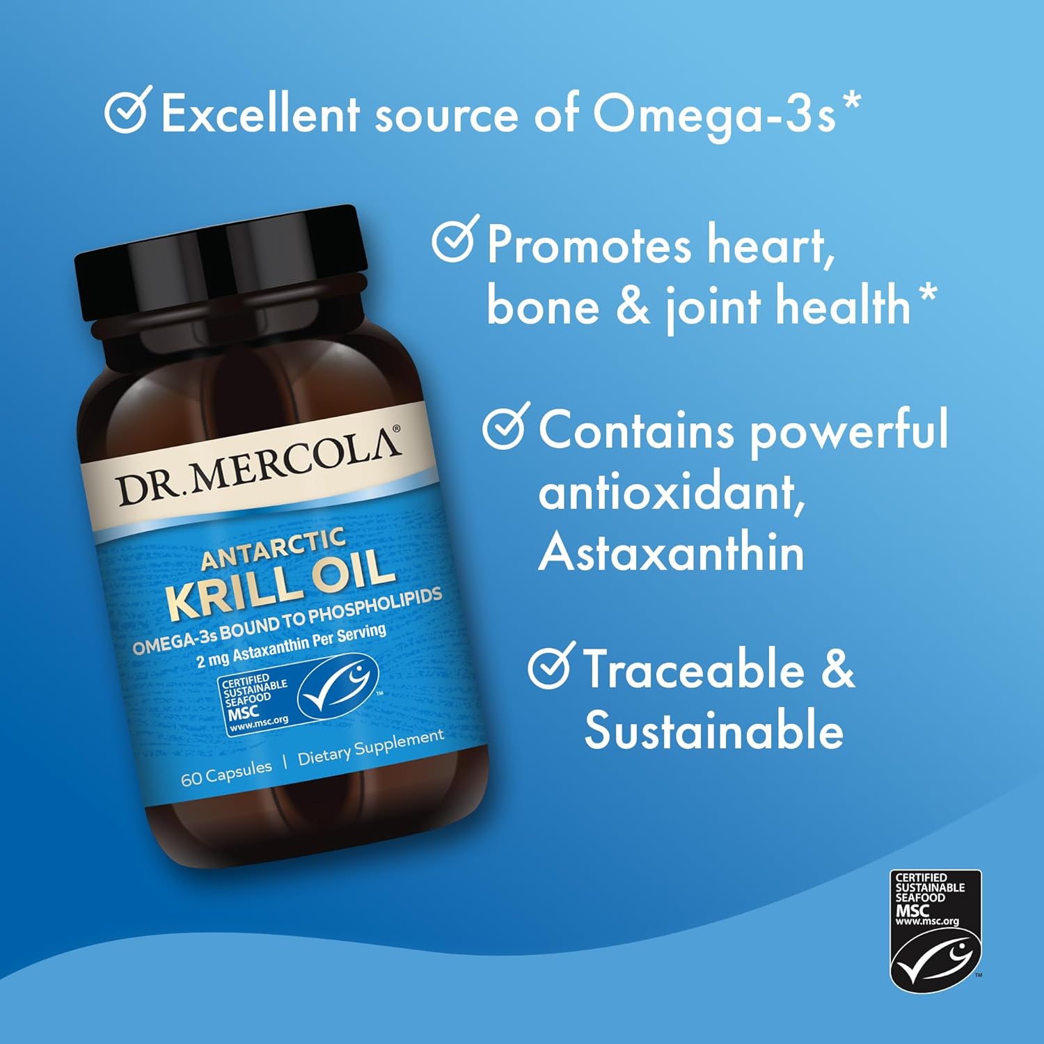 Dr. Mercola Antarctic Krill Oil - 1,000 mg - Omega-3 Supplement with EPA & DHA - Supports Brain, Heart, Joint & Immune Health - GMO-Free, Gluten-Free & Soy-Free - 60 Capsules (30 Servings) - Image 4