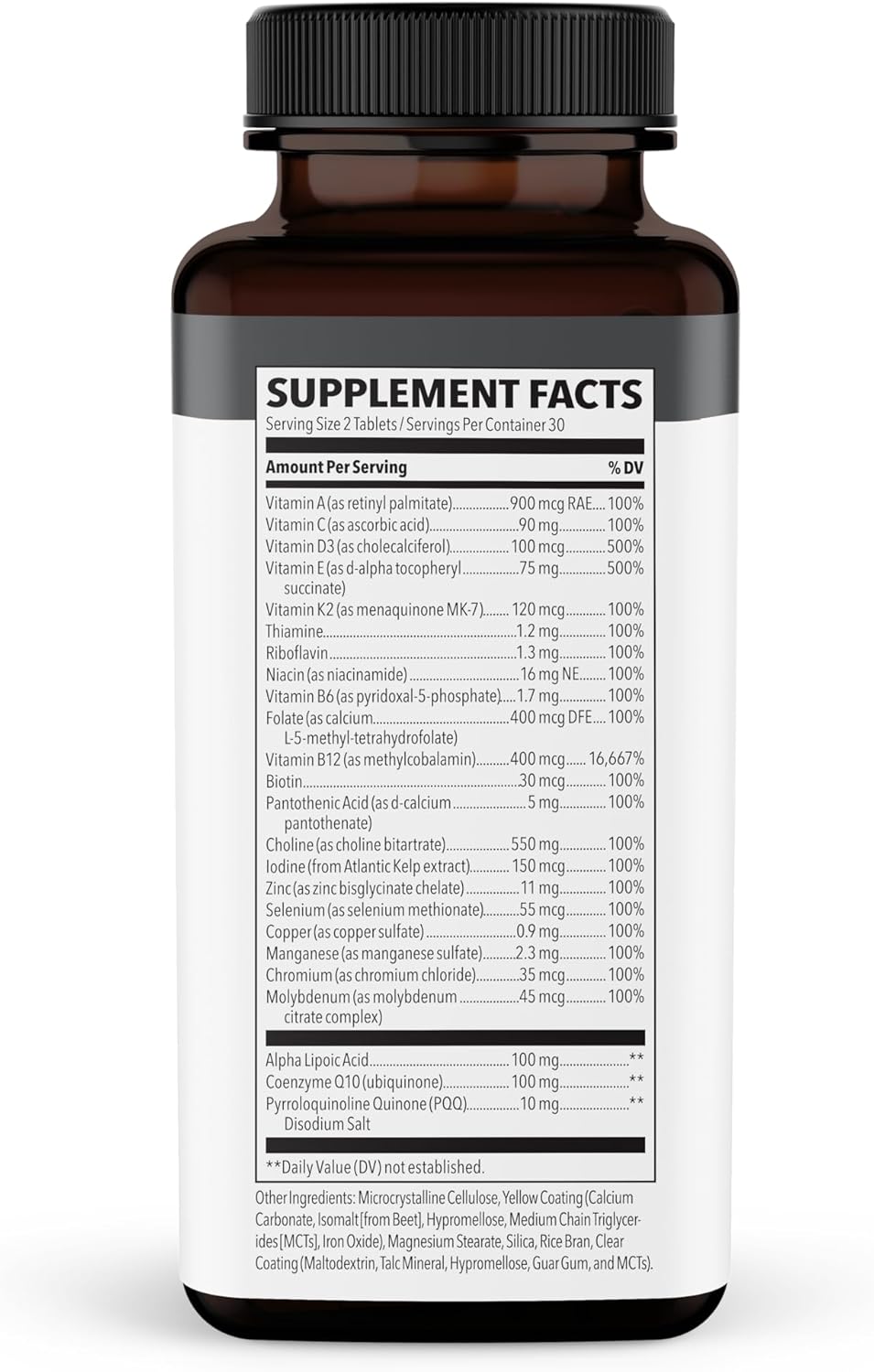 NeuroQ Daily Essentials Multivitamin – High‑Potency Brain & Body Support with Choline 550 mg, PQQ, CoQ10, Alpha Lipoic Acid – Supports Memory, Energy, Cognitive Focus & Daily Wellness – 60 Tablets - Image 3