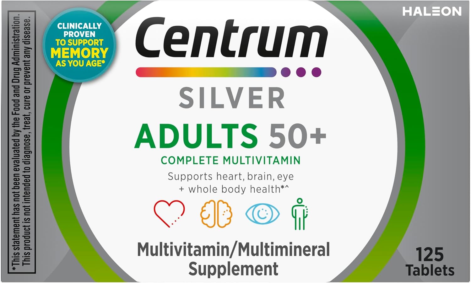 Centrum Silver Multivitamin for Adults 50 Plus, Multivitamin/Multimineral Supplement, Vitamin D3, B-Vitamins, Gluten Free, Non-GMO Ingredients, Supports Memory and Cognition in Older Adults - 125 Ct - Image 12