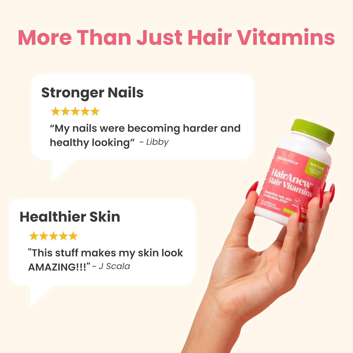 HairAnew Hair Growth Vitamins for Thicker Stronger Hair | Works for Women & Men All Hair Types | 11 Hair Vitamins & Ingredients | 5000mcg Biotin | Vegan | Independently Tested | 60 Capsules (3) - Image 4