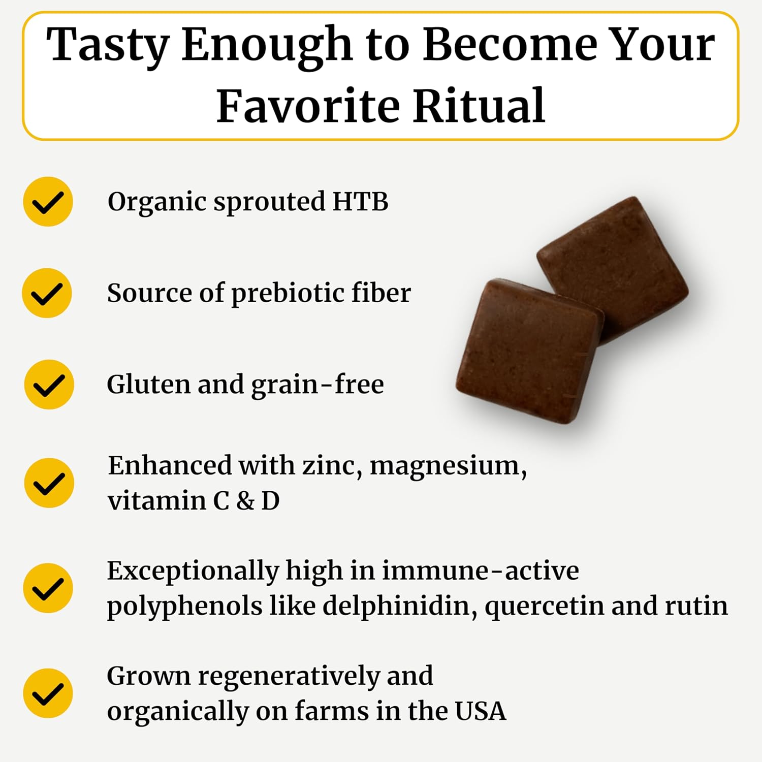 BIG BOLD HEALTH HTB Immunity Chews – Organic Himalayan Tartary Buckwheat Supplement to Support Natural Energy & Immune Function - Chocolate Flavor with Zinc, Magnesium & Vitamins (60 Chews) - Image 4