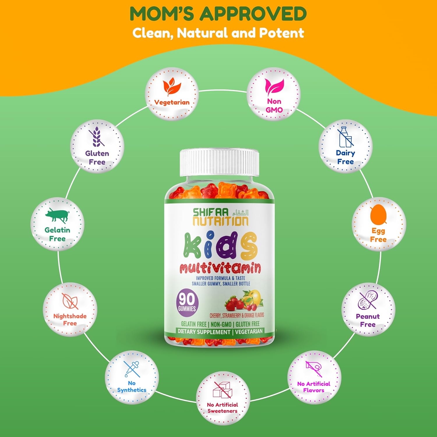 SHIFAA NUTRITION Halal Kids Multivitamin Gummies, 45-90 Days Supply, with All Essential Kids Vitamins. Toddler Vitamins with Vitamin C, D, Zinc, A, E, B6, B12, Biotin | Halal Gummies for Kids - Image 5