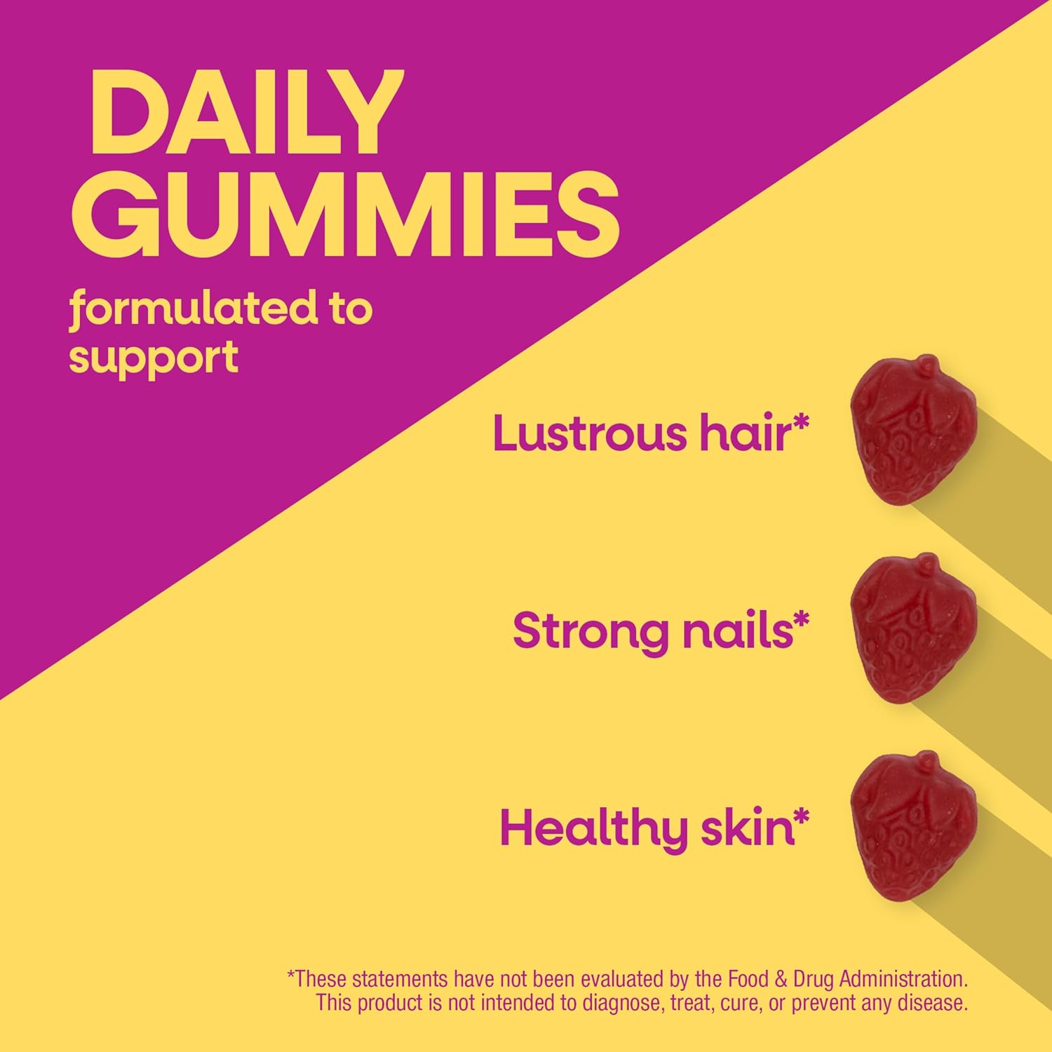 Nature's Way Alive! Hair, Skin & Nails Gummies with Collagen and Biotin, Advanced Beauty Formula Supplement with Antioxidant Vitamins C & E*, Strawberry Flavored, 60 Gummies - Image 3