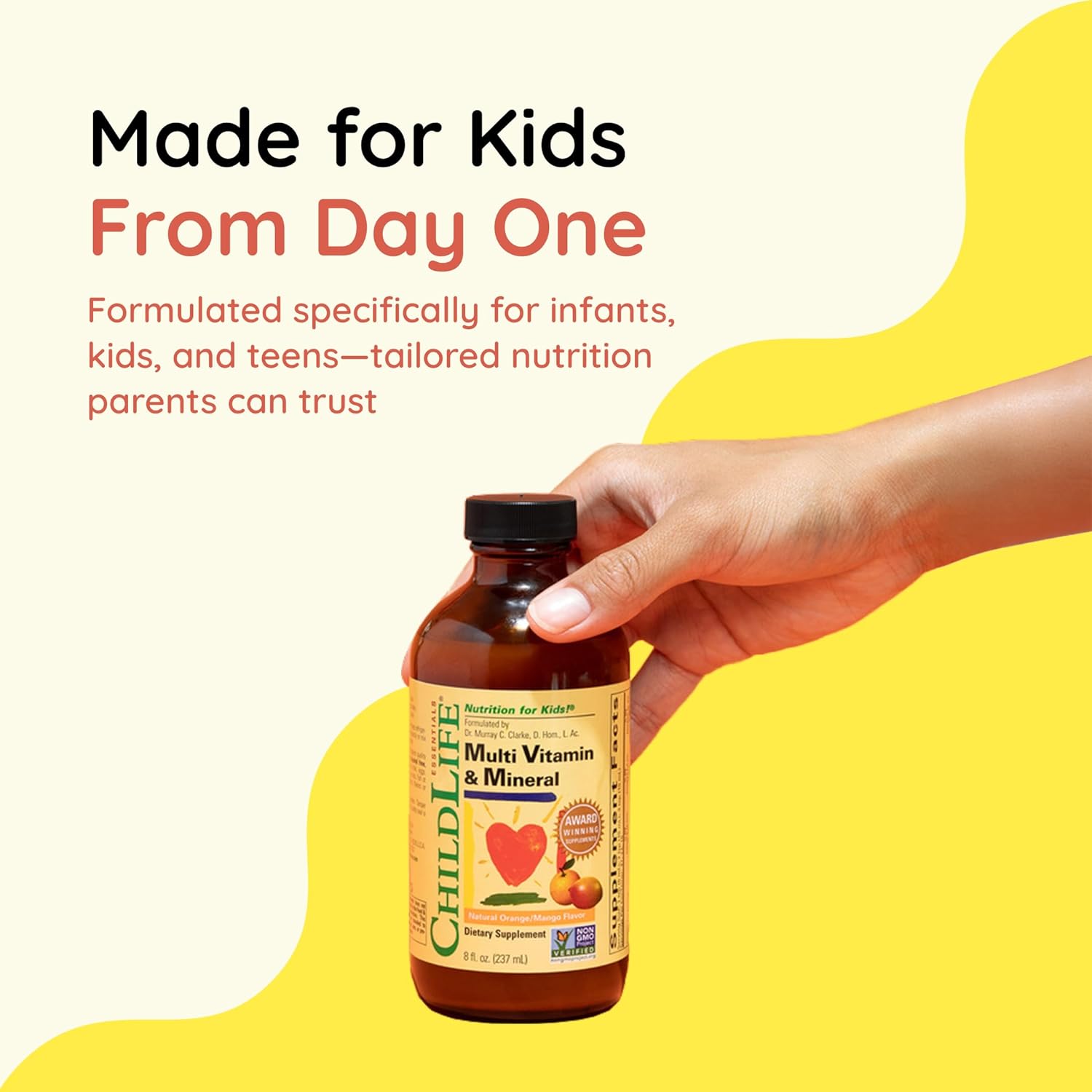 CHILDLIFE ESSENTIALS Kids Multivitamin & Mineral - Vitamins for Kids, Liquid Multivitamin Supplement for Toddler & Baby Wellness - Natural Orange & Mango Flavor, 8 Fl Oz (Pack of 1) - Image 3
