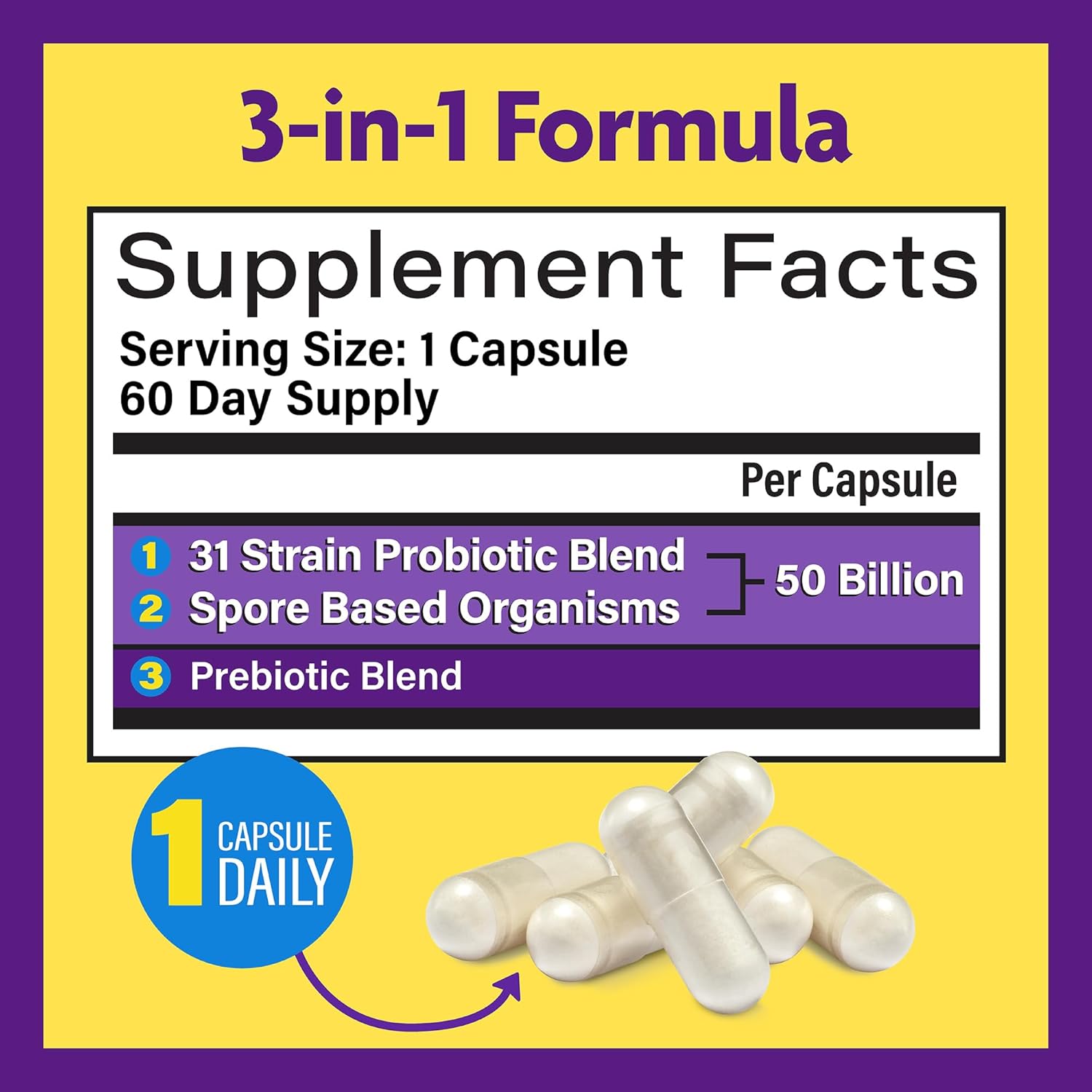 InnovixLabs Multi Strain Probiotics for Women & Men - Probiotic Supplement - 50 Billion CFU - Gut Health, Immune Support, Digestion, Lactobacillus Acidophilus, Prebiotics and Probiotics, 60 Capsules - Image 3