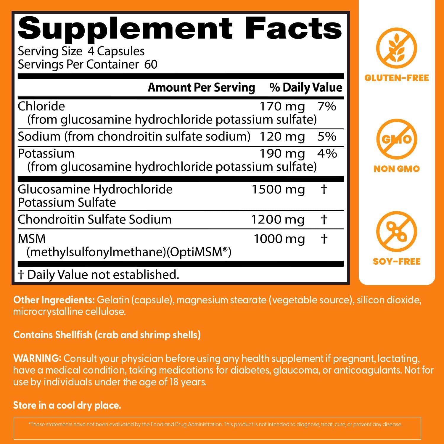 Doctor's BEST Glucosamine Chondroitin MSM - Joint Health Support Supplement for Women & Men, Nutritional Support for Joint Strength, Hair, Skin, & Nails, Gluten Free, Non GMO - 240 Capsules - Image 4