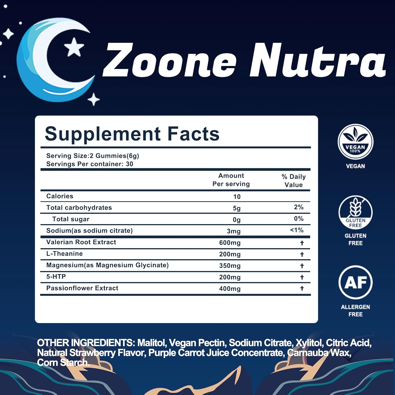 Sleep Gummies for Adults – Melatonin Free Gummies with 5-HTP, L-Theanine, Magnesium & Valerian Root – Vegan, Halal, Sugar & Gluten Free – Sweet Strawberry 60 Count - Image 4