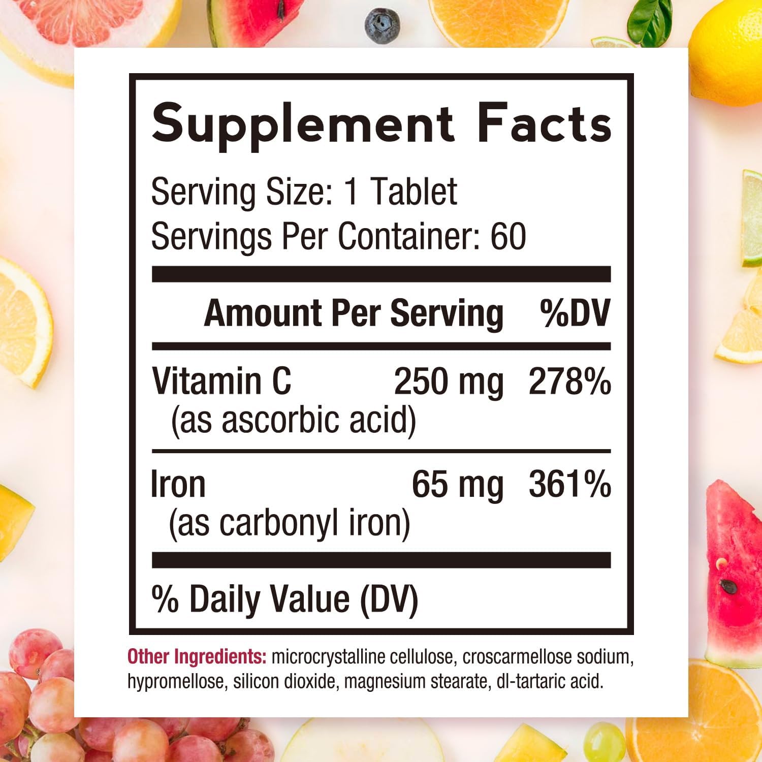 Doctor's Recipes Iron Supplement 65 mg with Vitamin C - Maximized Absorption & Stomach Friendly Iron Pills for Red Blood Cells Formation, Heart, Brain & Immunity Health - Vegan Non-GMO 60 Iron Tablets - Image 2