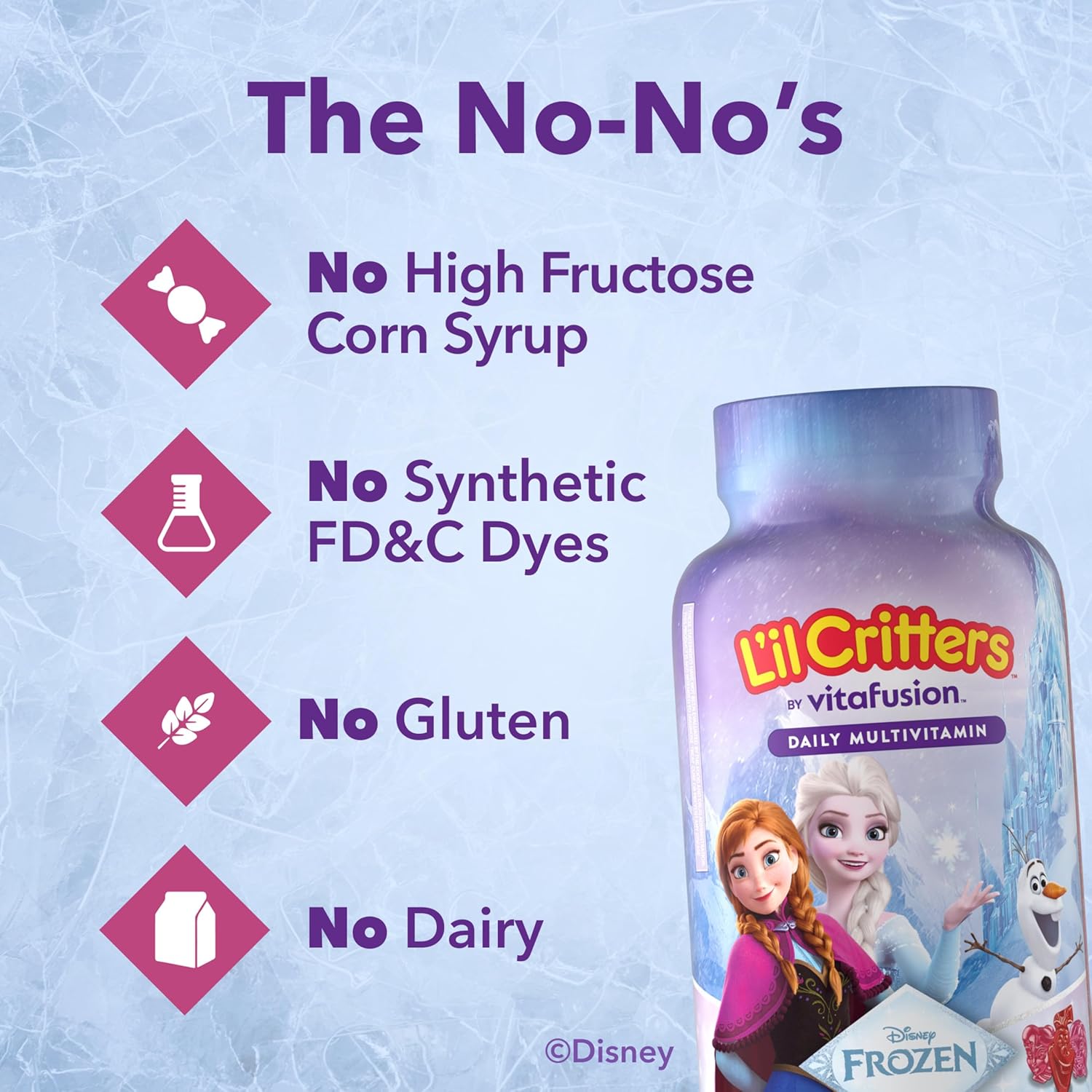 L'il Critters Frozen Daily Kids Multivitamin Gummies Assorted Berry Flavors for Ages 2+ Toddlers and Kids, Disney Multivitamin Gummies with 11 Essential Nutrients, 30-60 Day Supply, 60 Gummies - Image 3