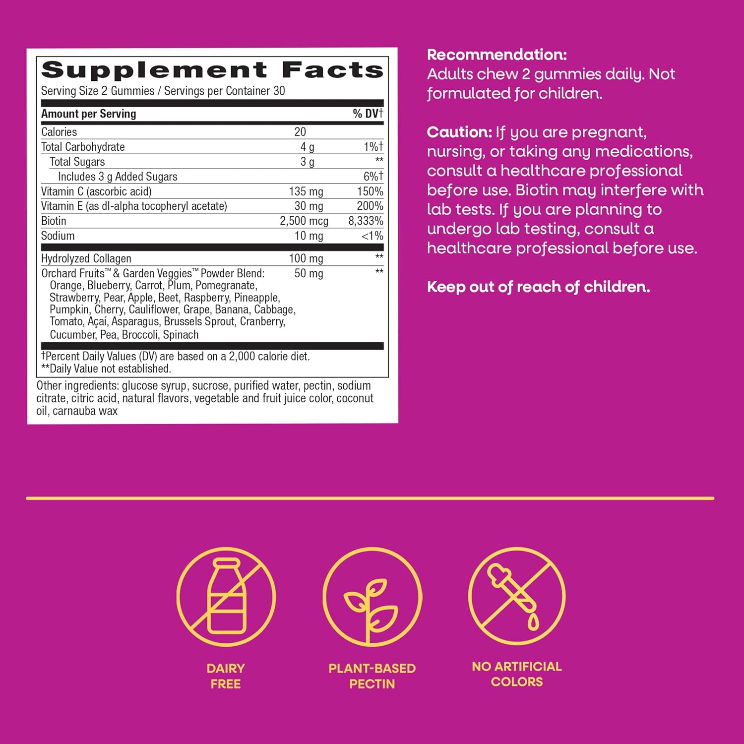 Nature's Way Alive! Hair, Skin & Nails Gummies with Collagen and Biotin, Advanced Beauty Formula Supplement with Antioxidant Vitamins C & E*, Strawberry Flavored, 60 Gummies - Image 6