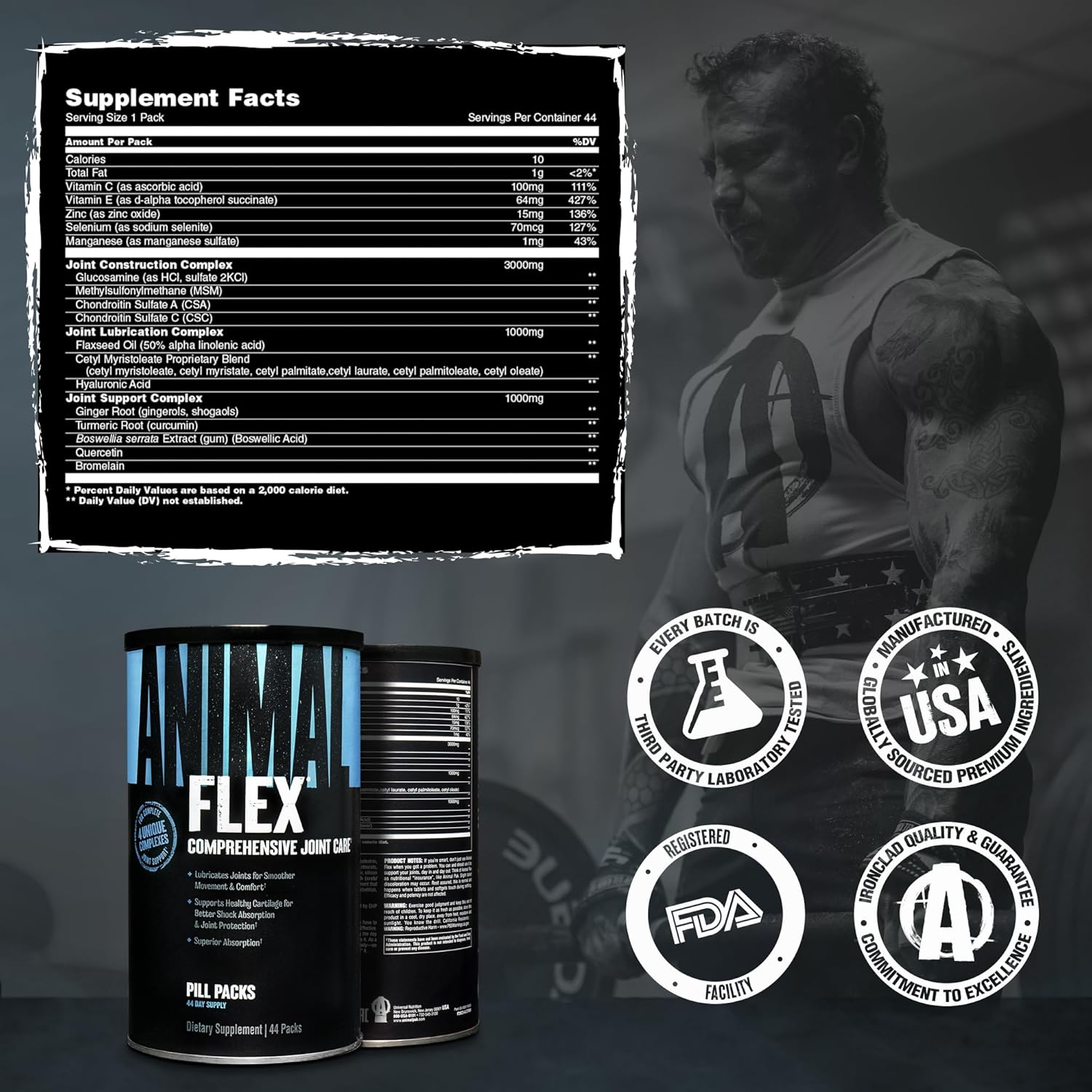 Animal Flex - Glucosamine Chondroitin Joint Supplement for Women and Men Discomfort with Turmeric, MSM, Boswellia for Cartilage, Joint Health, Muscles, Back, Knees, Shoulder, and Hip, 44 Packs - Image 7