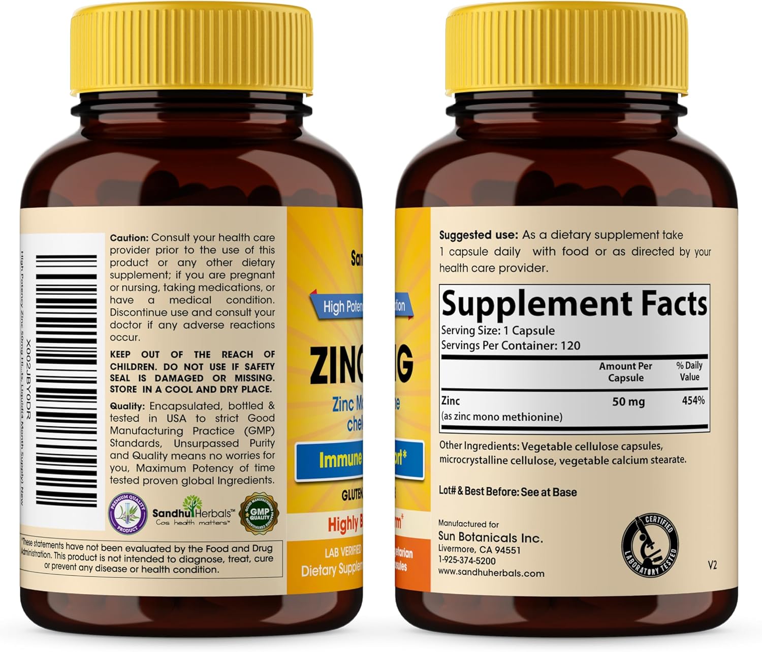 Zinc 50mg Capsules for Men and Women, 120 Count | Highly Absorbable Zinc Supplements for Immune System Support | Zink 50 mg Mono Methionine Chelated Complex |Helps with Skin Health & Overall Immunity - Image 4