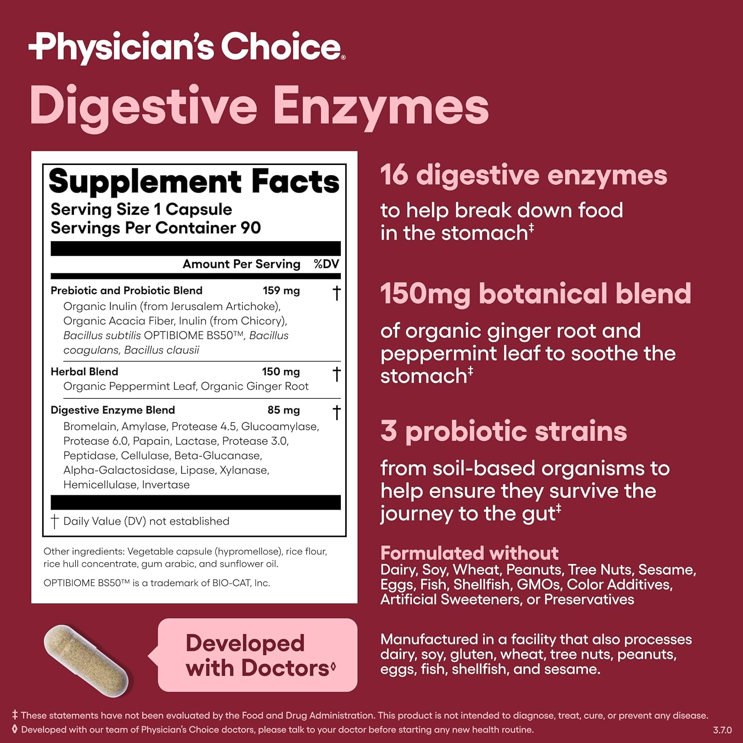 Physician's CHOICE Digestive Enzymes for Bloating & Digestion - Fast-Acting 16 Enzyme Formula with Organic Prebiotics & Probiotics for Gut & Digestive Health - Meal Time Discomfort Relief - 90 CT - Image 6