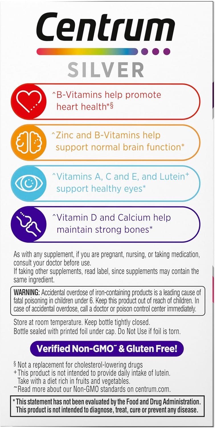 Centrum Silver Women's Multivitamin for Women 50 Plus, Multivitamin/Multimineral Supplement with Vitamin D3, B Vitamins, Non-GMO Ingredients, Supports Memory and Cognition in Older Adults - 100 Ct - Image 11