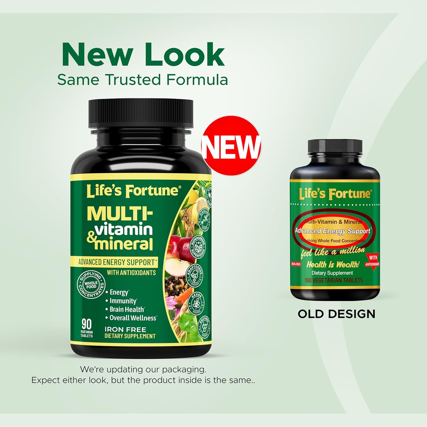 Life's Fortune Whole Food Multivitamin & Mineral Supplement for Men & Women – Energy Support Vitamins for Immune, Brain & Metabolism Support – Iron Free, 90 Vegetarian Tablets - Image 2