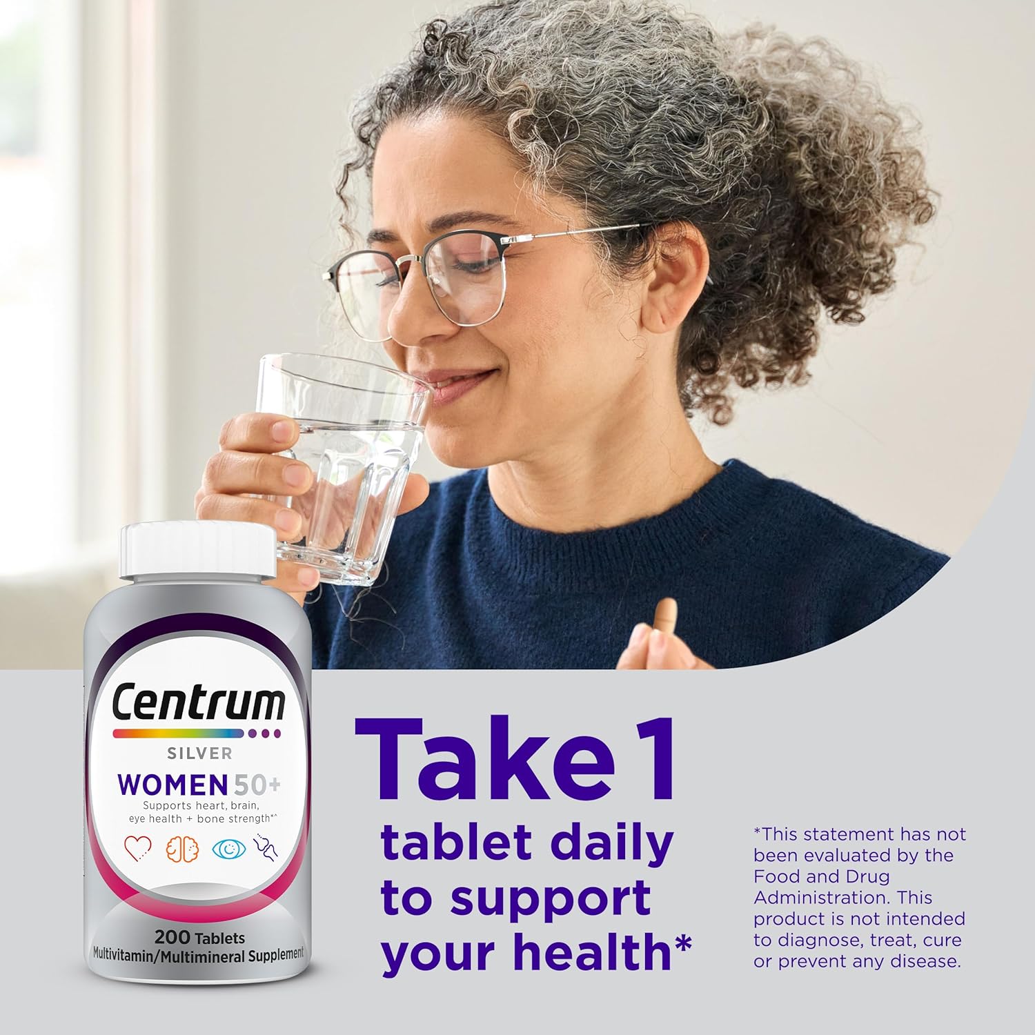 Centrum Silver Women's Multivitamin for Women 50 Plus, Multivitamin/Multimineral Supplement with Vitamin D3, B Vitamins, Non-GMO Ingredients, Supports Memory and Cognition in Older Adults - 100 Ct - Image 5