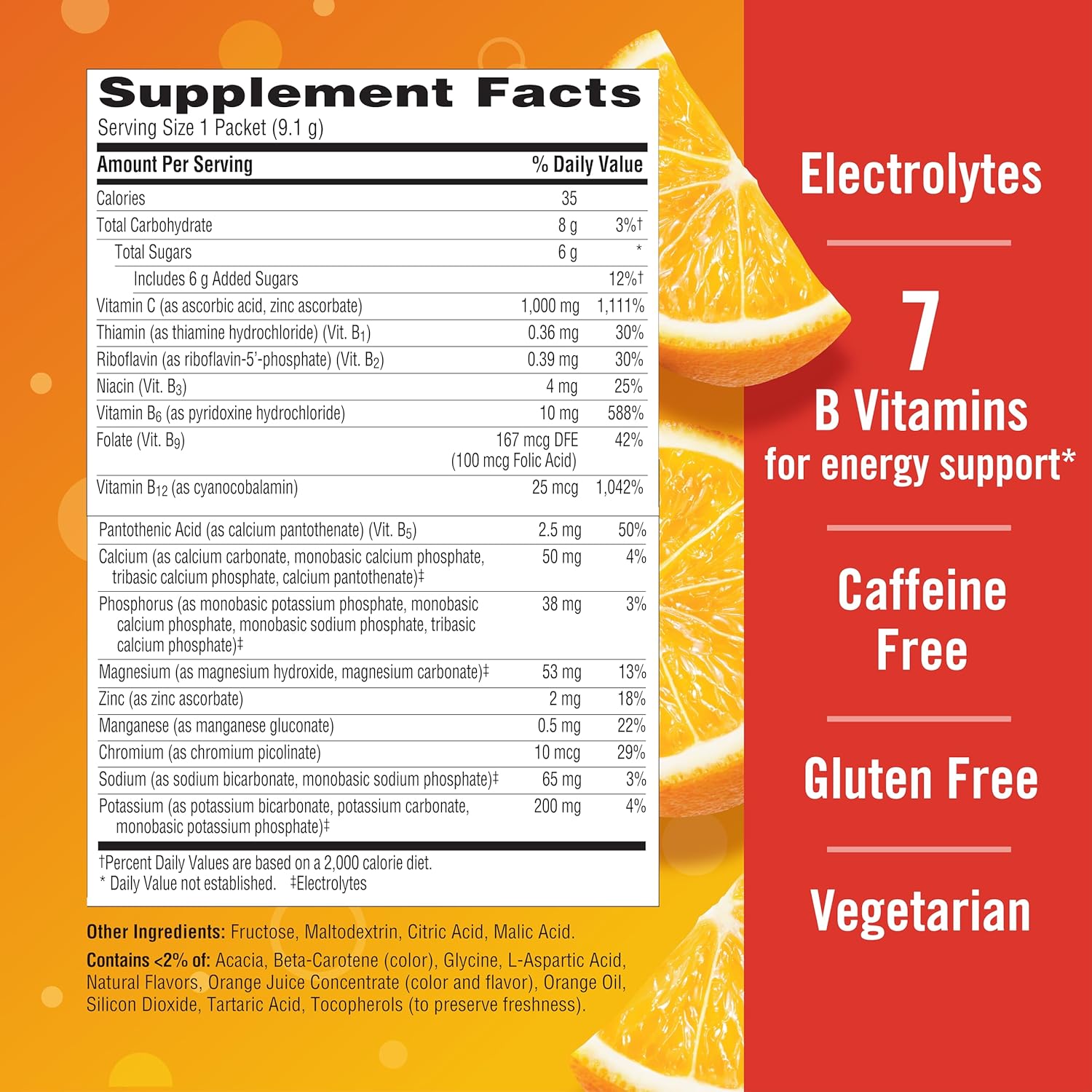 Emergen-C 1000mg Vitamin C Powder for Daily Immune Support Caffeine Free Vitamin C Supplements with Zinc and Manganese, B Vitamins and Electrolytes, Super Orange Flavor - 90 Count/3 Month Supply - Image 7