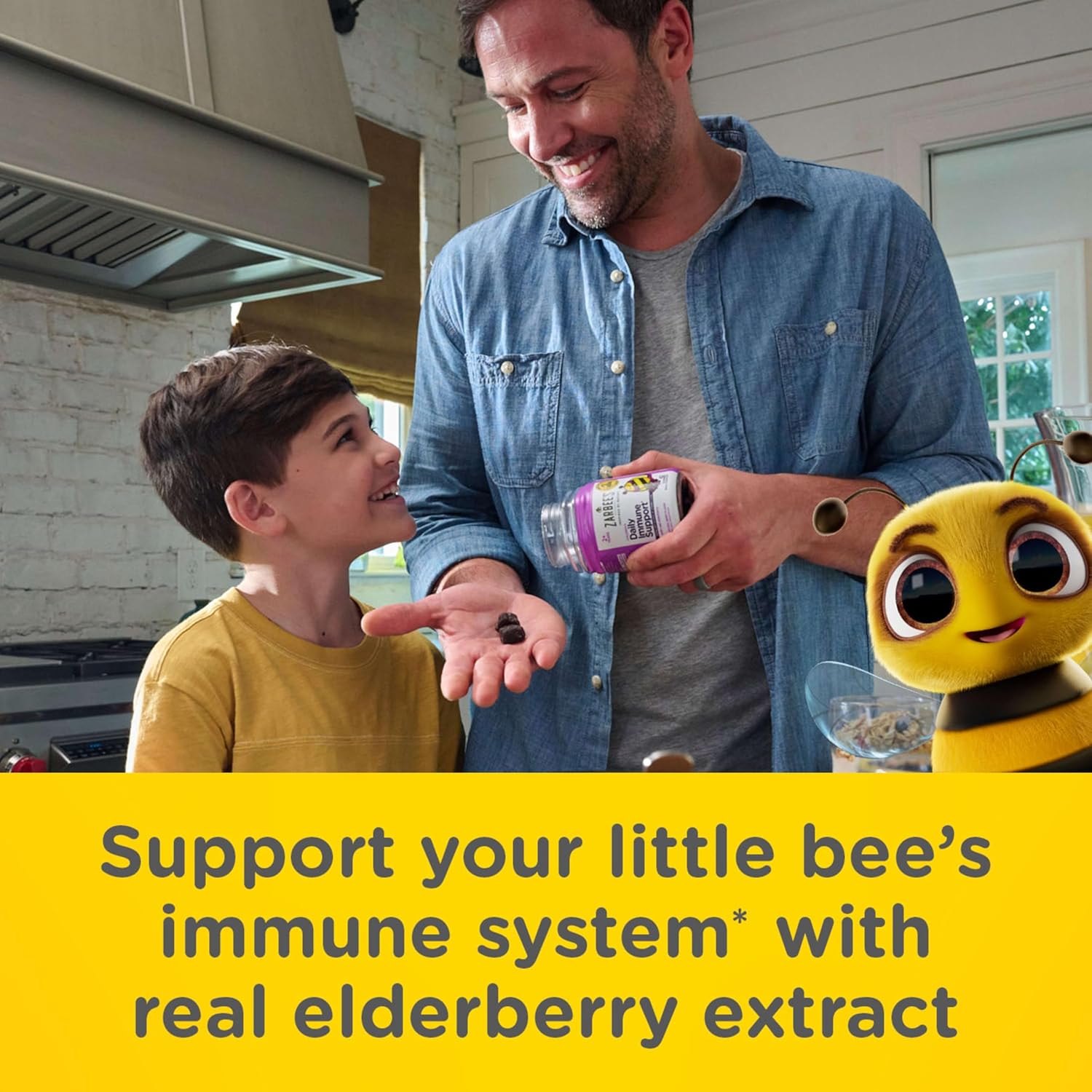 Zarbee’s Elderberry Gummies for Kids, Immune Support Supplement with Vitamins A, C, D3, E, & Zinc, Gluten & Gelatin Free, No Artificial Flavors, Natural Berry Flavor, Ages 2+, 42 ct - Image 4