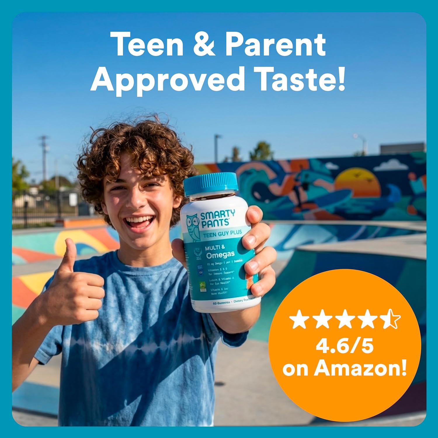 SmartyPants Teen Guy Plus Multi & Omegas Multivitamin Gummies with Omega 3 DHA/EPA, Vitamins D3, C, B12, B6, A, K, Zinc, Folate, Gluten Free, Clean Label, Pineapple Orange, 60 Gummies (30 Day Supply) - Image 7